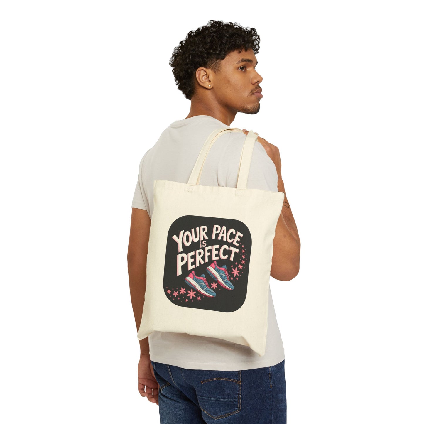 Your Pace is Perfect Tote Bag, Motivational Canvas Bag for Runners, Eco-Friendly Shopping Tote, Gym Bag, Gift for Athletes