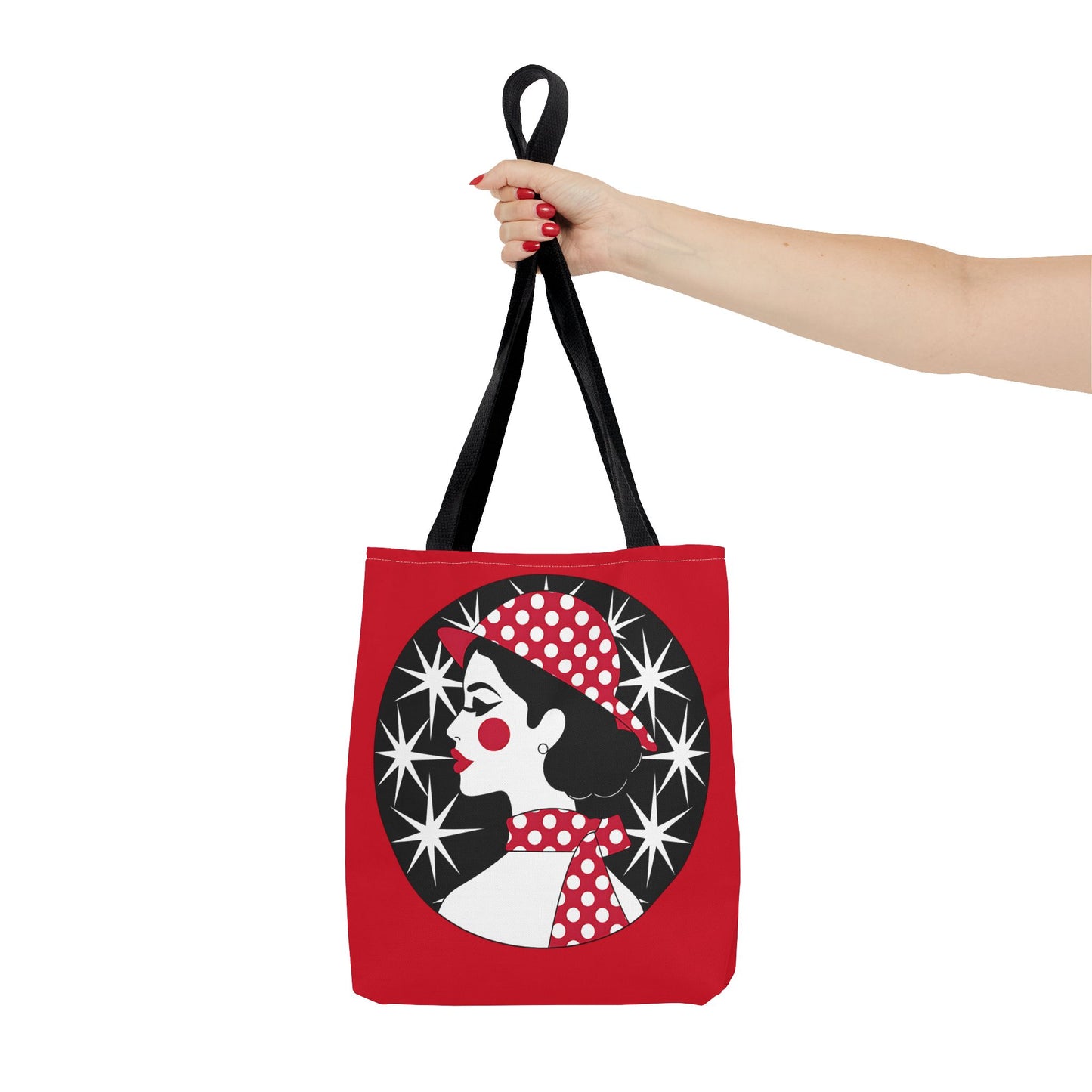 Vintage Glamour Tote Bag - Retro Fashion, Stylish Handbag, Gift for Her, Everyday Use, Polka Dot Design