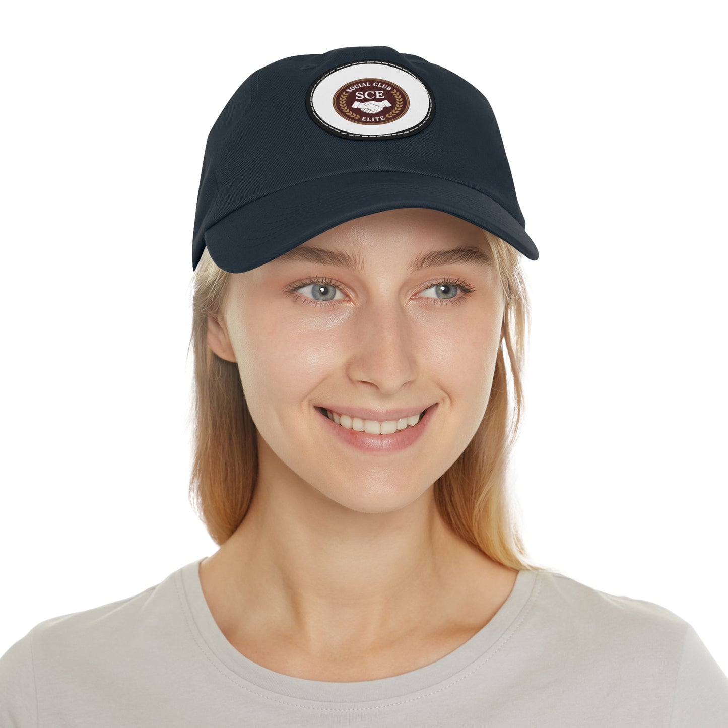 Custom Round Leather Patch Dad Hat for Casual Style