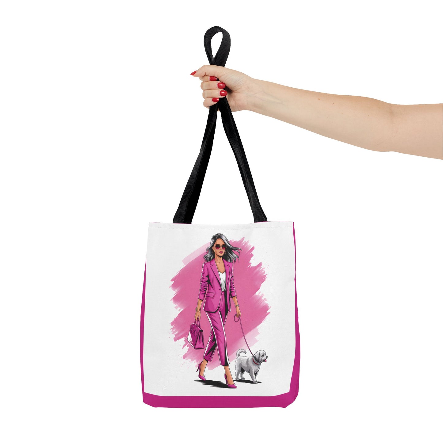 Chic Dog Walker Tote Bag, Fashionable Tote, Pink Tote, Pet Lover Gift, Stylish Shopping Bag, Daily Use Bag, Trendy Handbag