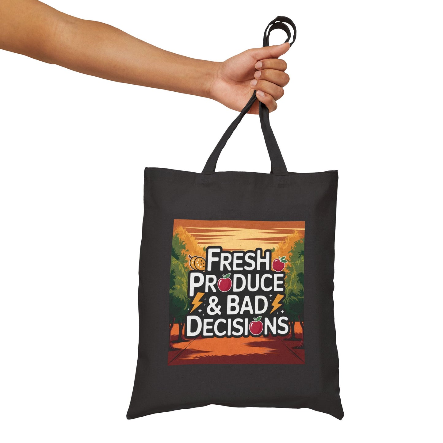 Fresh Produce & Bad Decisions Tote Bag, Grocery Bag, Eco-Friendly Tote, Funny Shopping Bag, Gift for Foodies