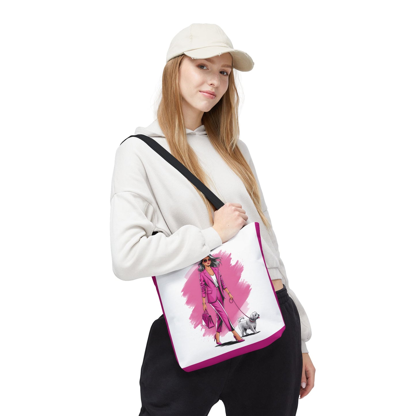 Chic Dog Walker Tote Bag, Fashionable Tote, Pink Tote, Pet Lover Gift, Stylish Shopping Bag, Daily Use Bag, Trendy Handbag