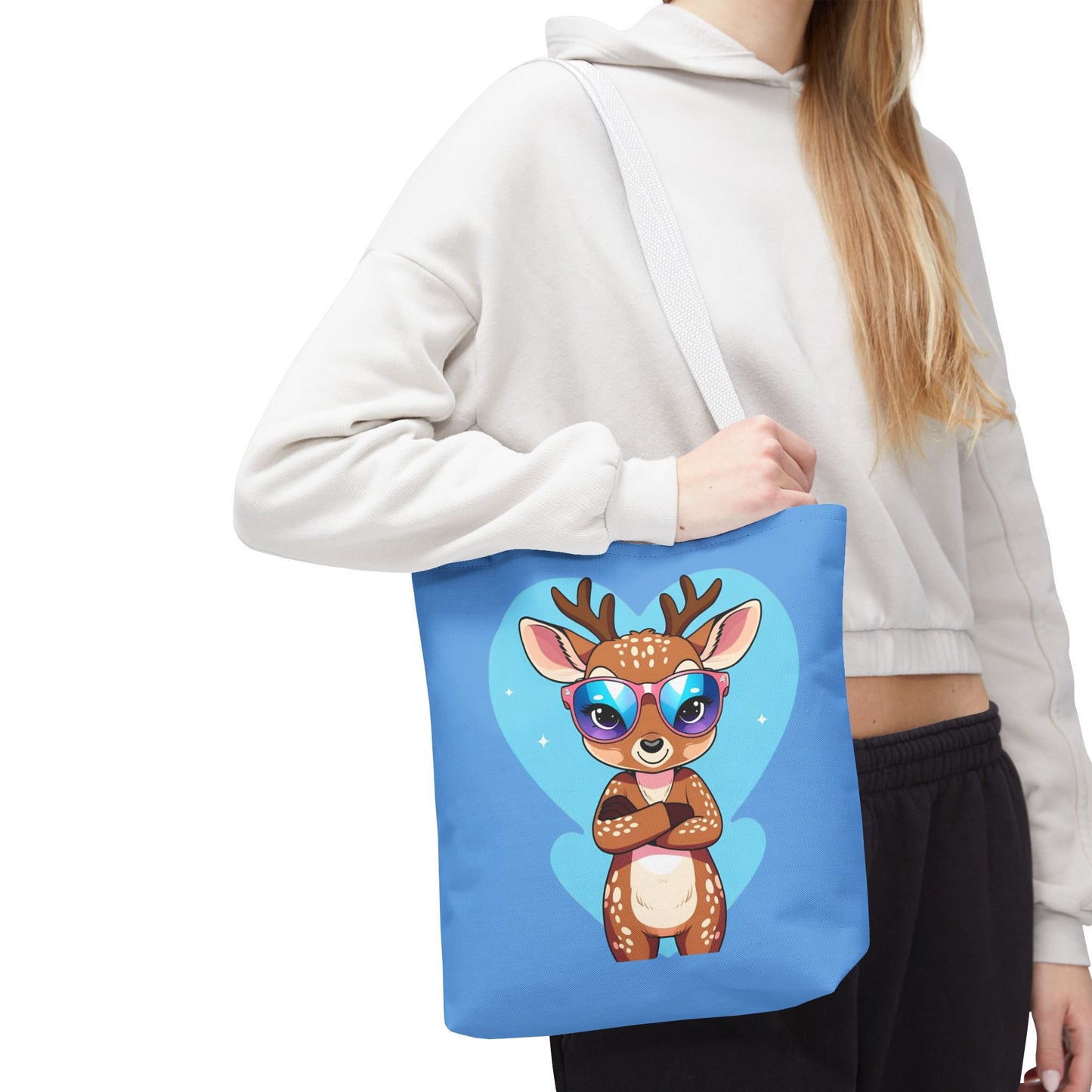 Whimsical Deer Tote Bag, Cute Animal Bag, Eco-Friendly Shopper, Adventurer Gift, Kids Bag, Animal Lover Gift, Cartoon Design