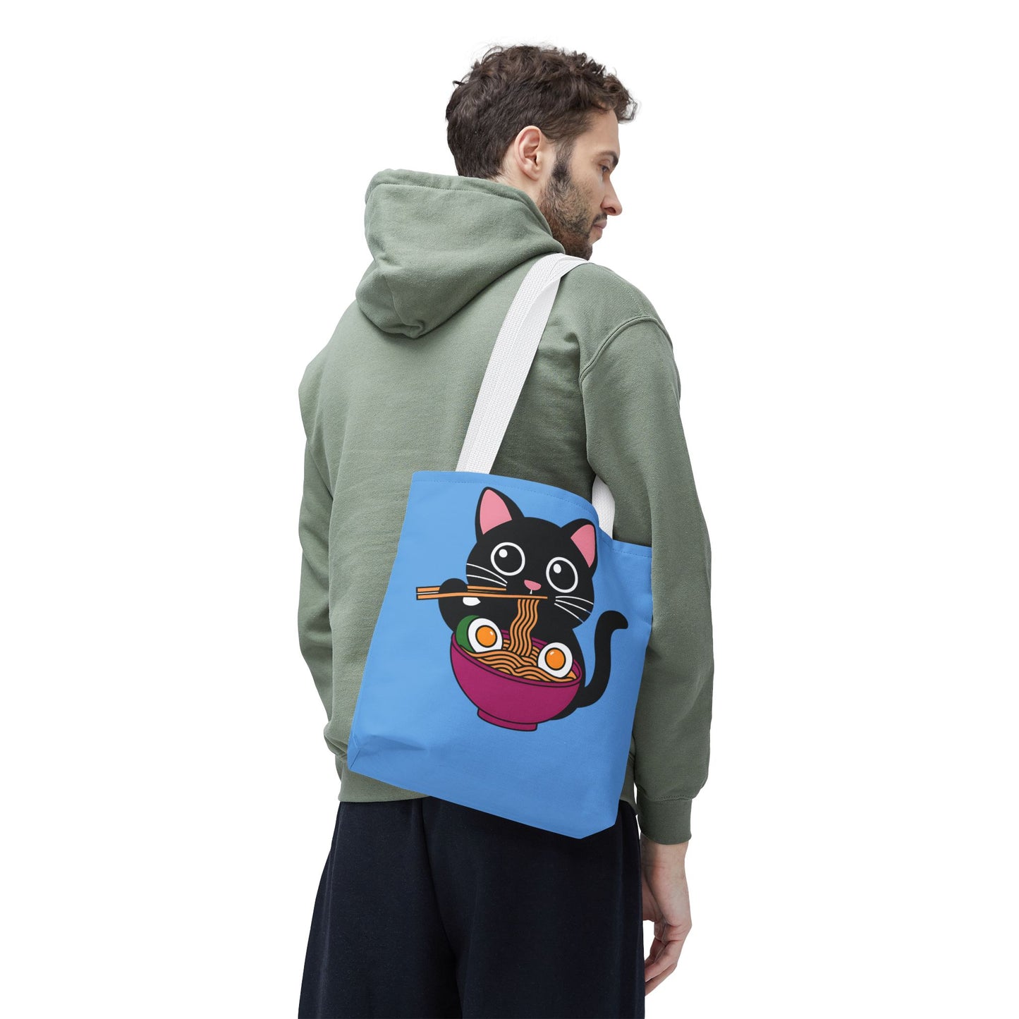 Cute Cat Noodle Tote Bag | Animal Lover Gift, Beach Bag, Shopping Tote, Foodie Accessory, Pet Lover's Bag