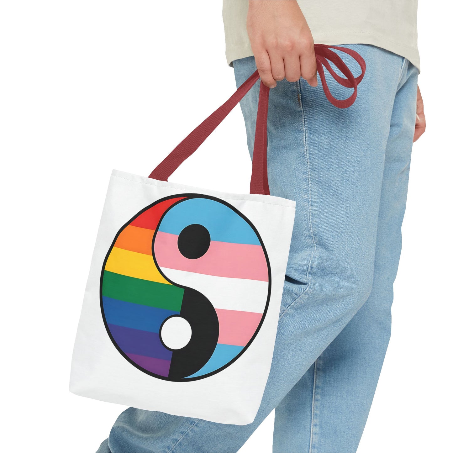 Yin Yang Pride Tote Bag - Colorful LGBTQ+ Symbol for Everyday Use