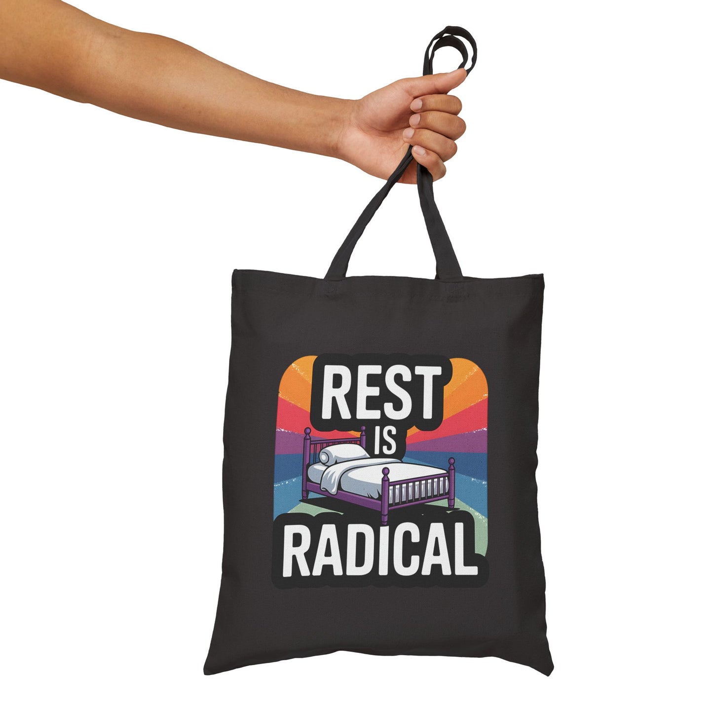 Radical Rest Cotton Canvas Tote Bag, Inspirational Tote, Eco-Friendly Bag, Gift for Relaxation Lovers, Motivational Shopping Bag