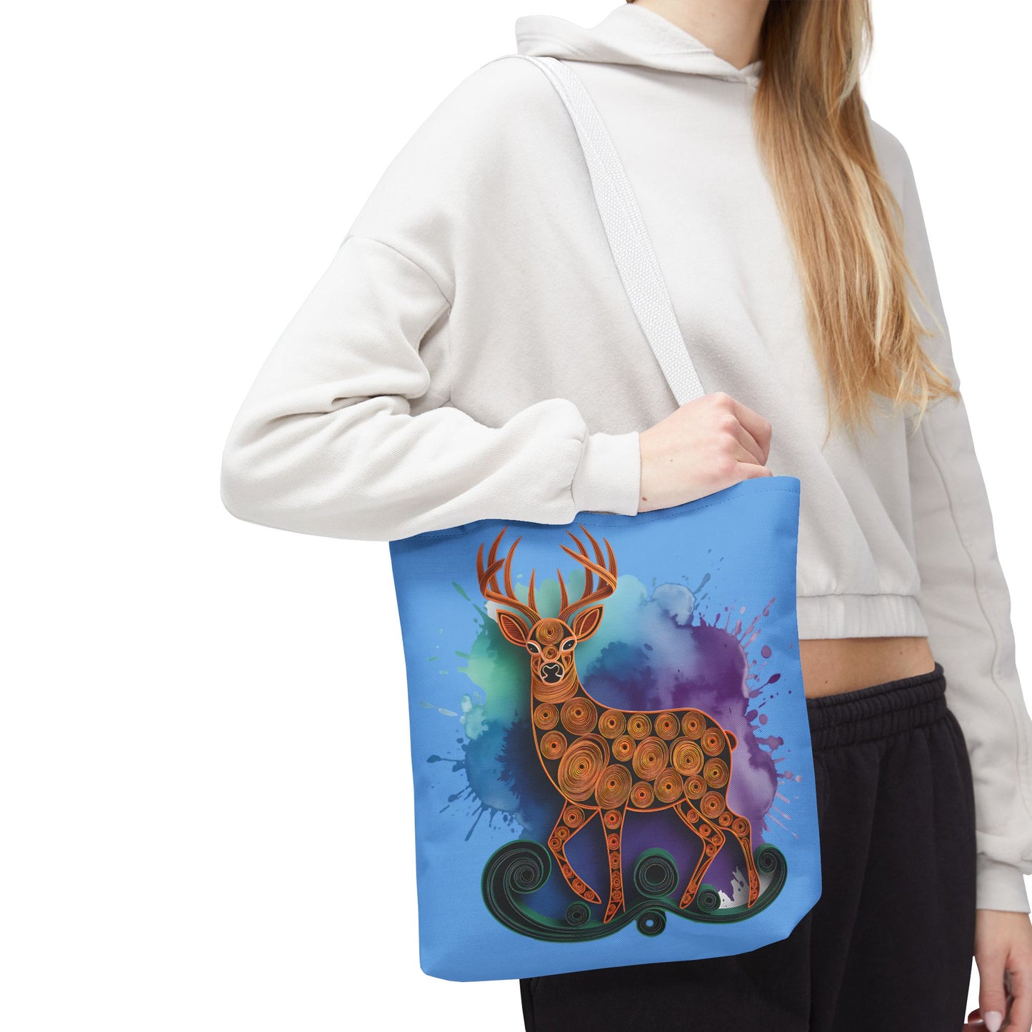Bohemian Deer Tote Bag, Eco-Friendly Shopping Bag, Colorful Canvas Shoulder Bag, Gift for Nature Lovers, Unique Reusable Tote