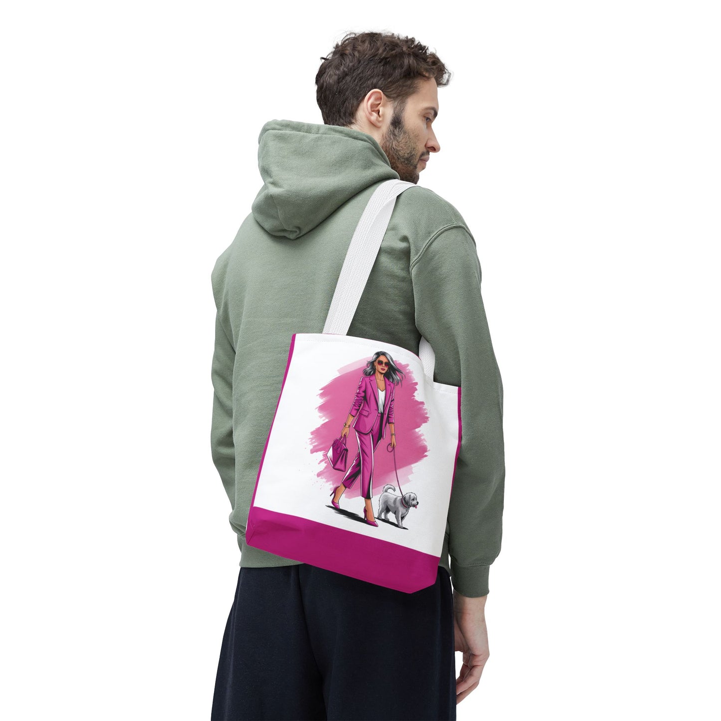 Chic Dog Walker Tote Bag, Fashionable Tote, Pink Tote, Pet Lover Gift, Stylish Shopping Bag, Daily Use Bag, Trendy Handbag