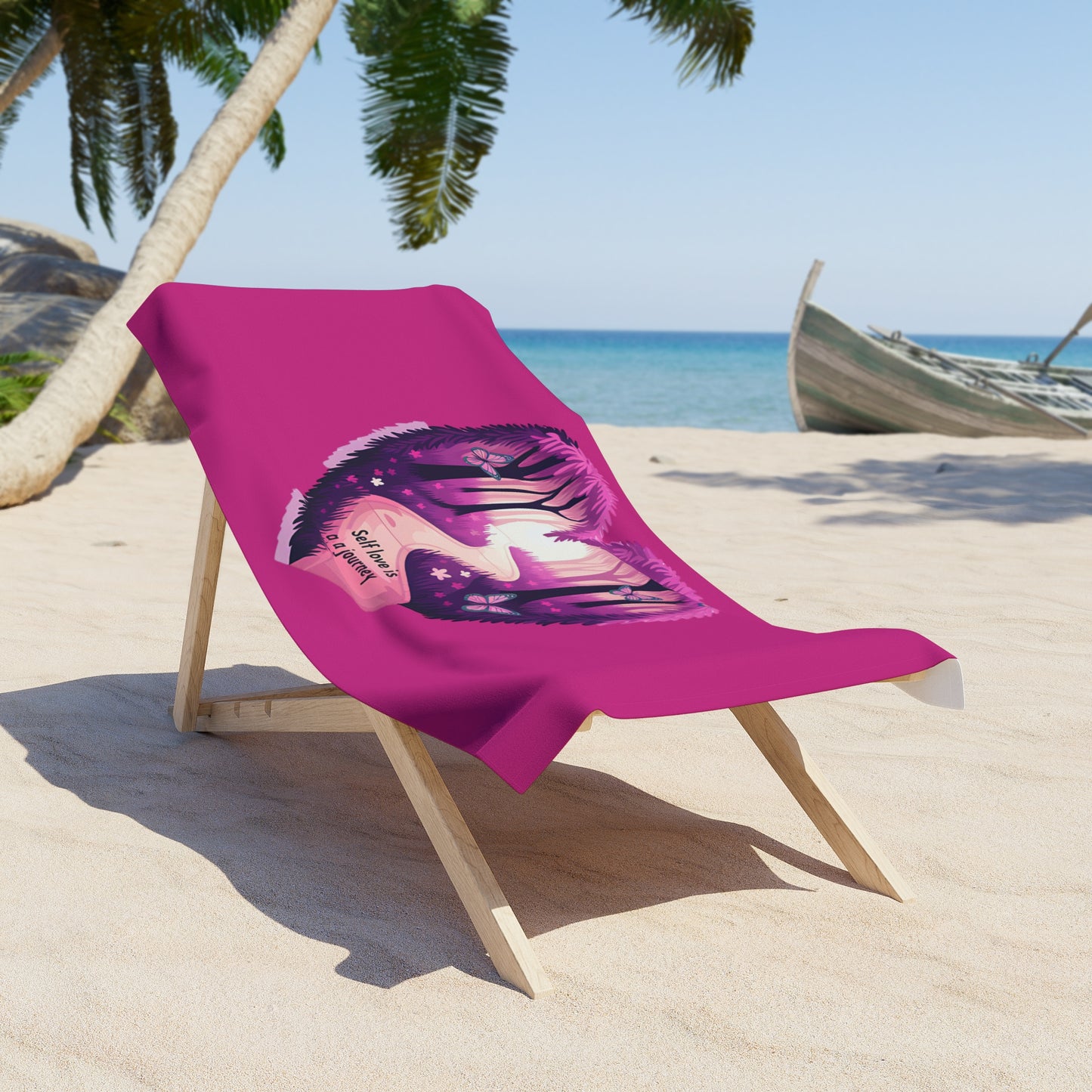 Heartful Journey Beach Towel, Self Love Towel, Summer Beach Accessory, Poolside Essential, Gift for Beach Lovers, Inspirational Towel