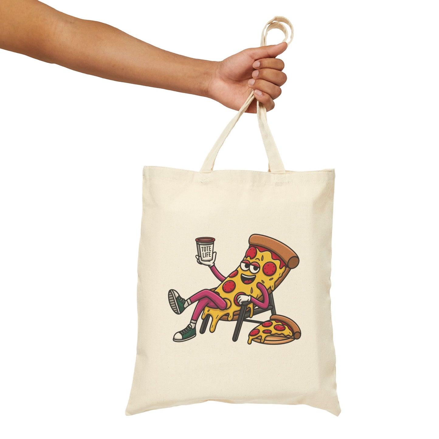 Pizza Lover's Funny Cotton Canvas Tote Bag, Durable Grocery Bag, Eco-Friendly Tote, Gift for Pizza Fans, Fun Bag for Everyday Use