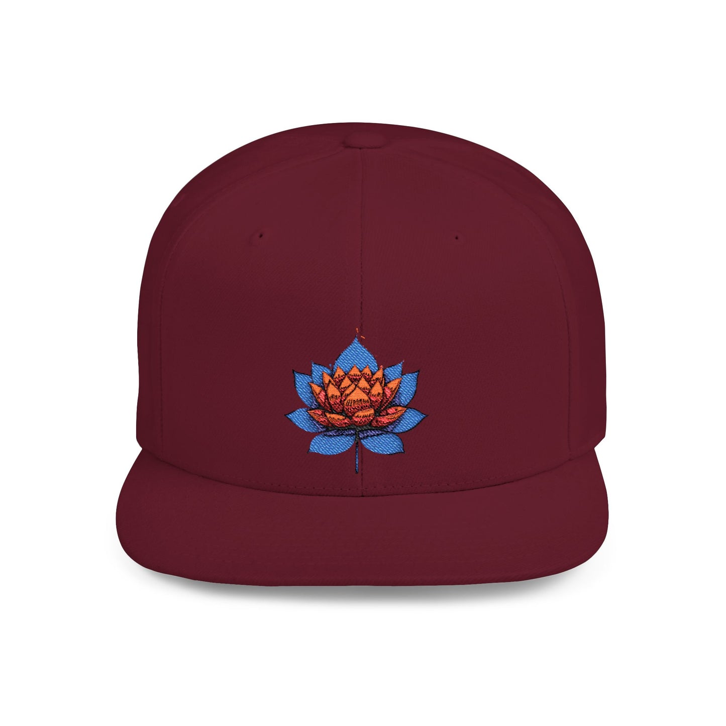 Lotus Flower Flat Bill Snapback Cap - Stylish & Versatile