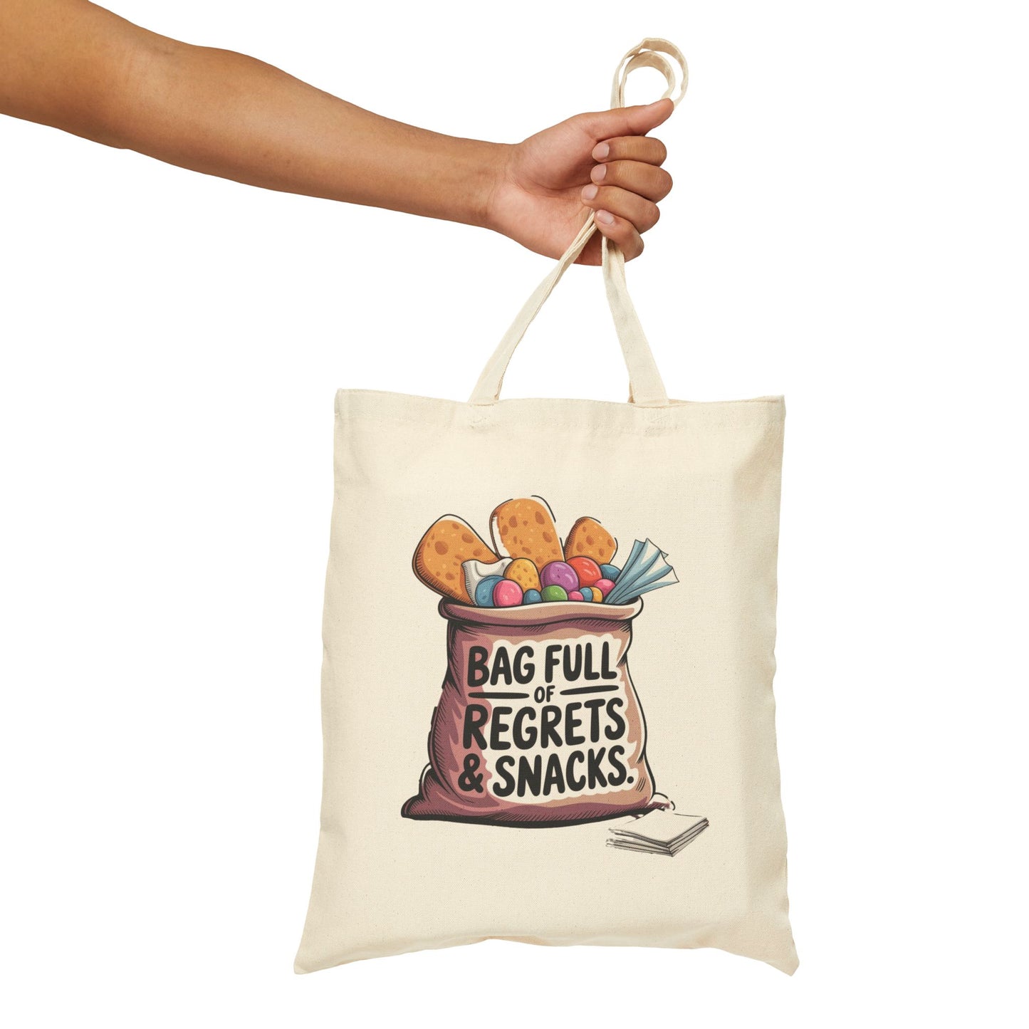 Funny Cotton Canvas Tote Bag, Unique Gift for Snack Lovers, Reusable Grocery Bag, Stylish Market Tote, Perfect for Parties & Travel