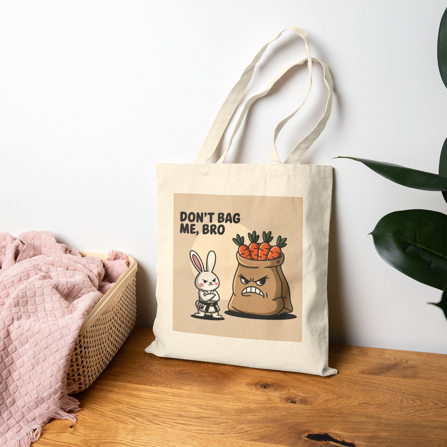 Funny Cotton Canvas Tote Bag - Don't Bag Me, Bro | Reusable Shopping Bag, Eco-Friendly Tote, Gift for Bunny Lovers, Quirky Market Bag