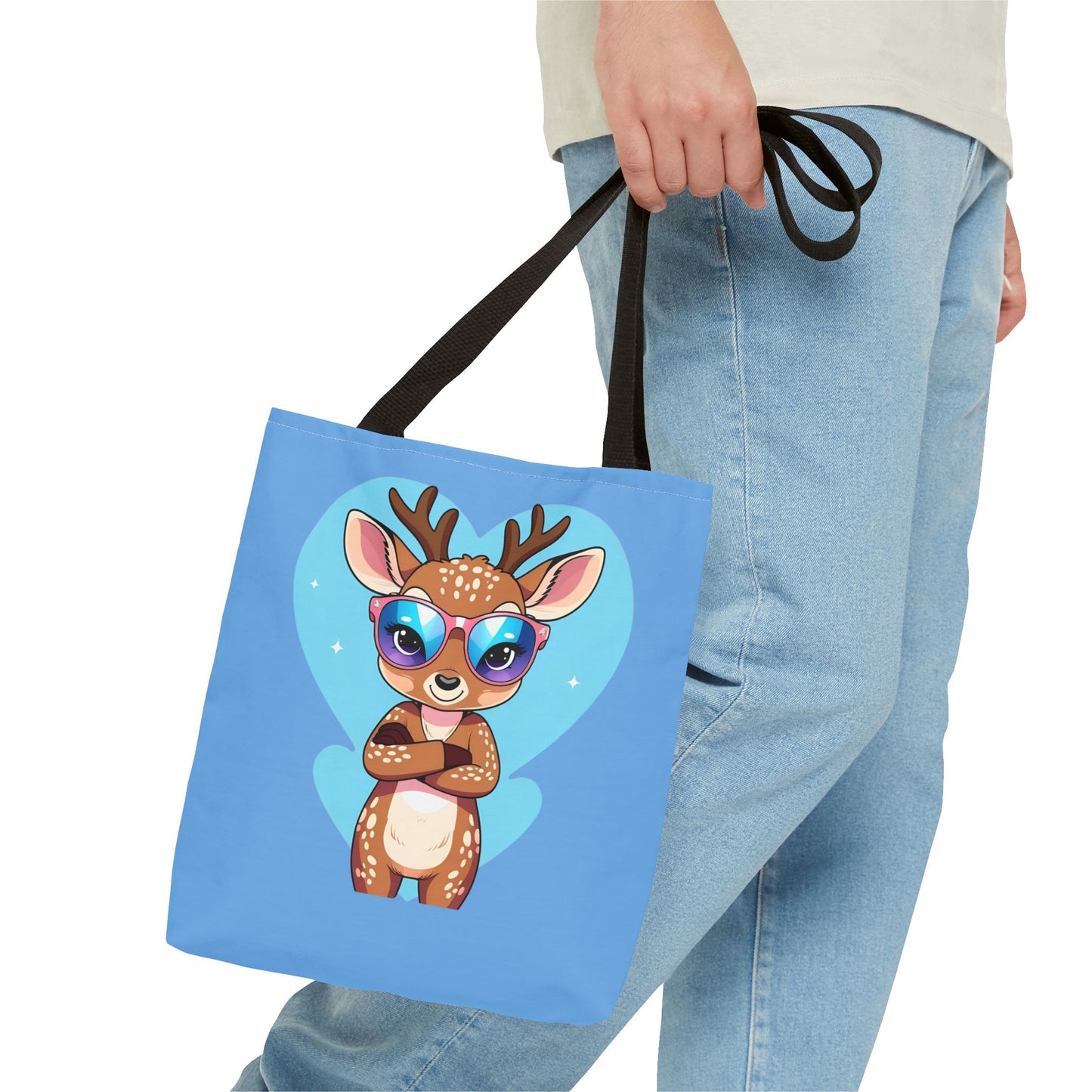 Whimsical Deer Tote Bag, Cute Animal Bag, Eco-Friendly Shopper, Adventurer Gift, Kids Bag, Animal Lover Gift, Cartoon Design