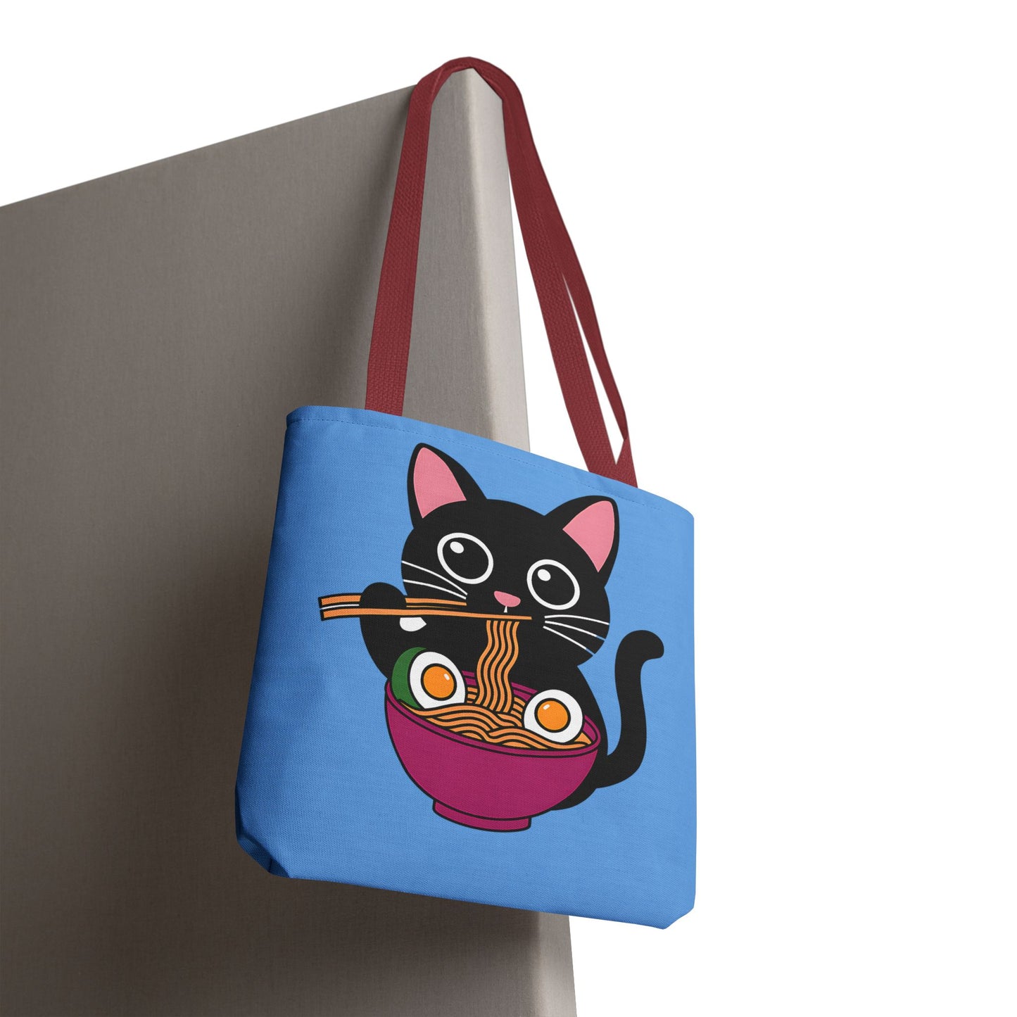 Cute Cat Noodle Tote Bag | Animal Lover Gift, Beach Bag, Shopping Tote, Foodie Accessory, Pet Lover's Bag