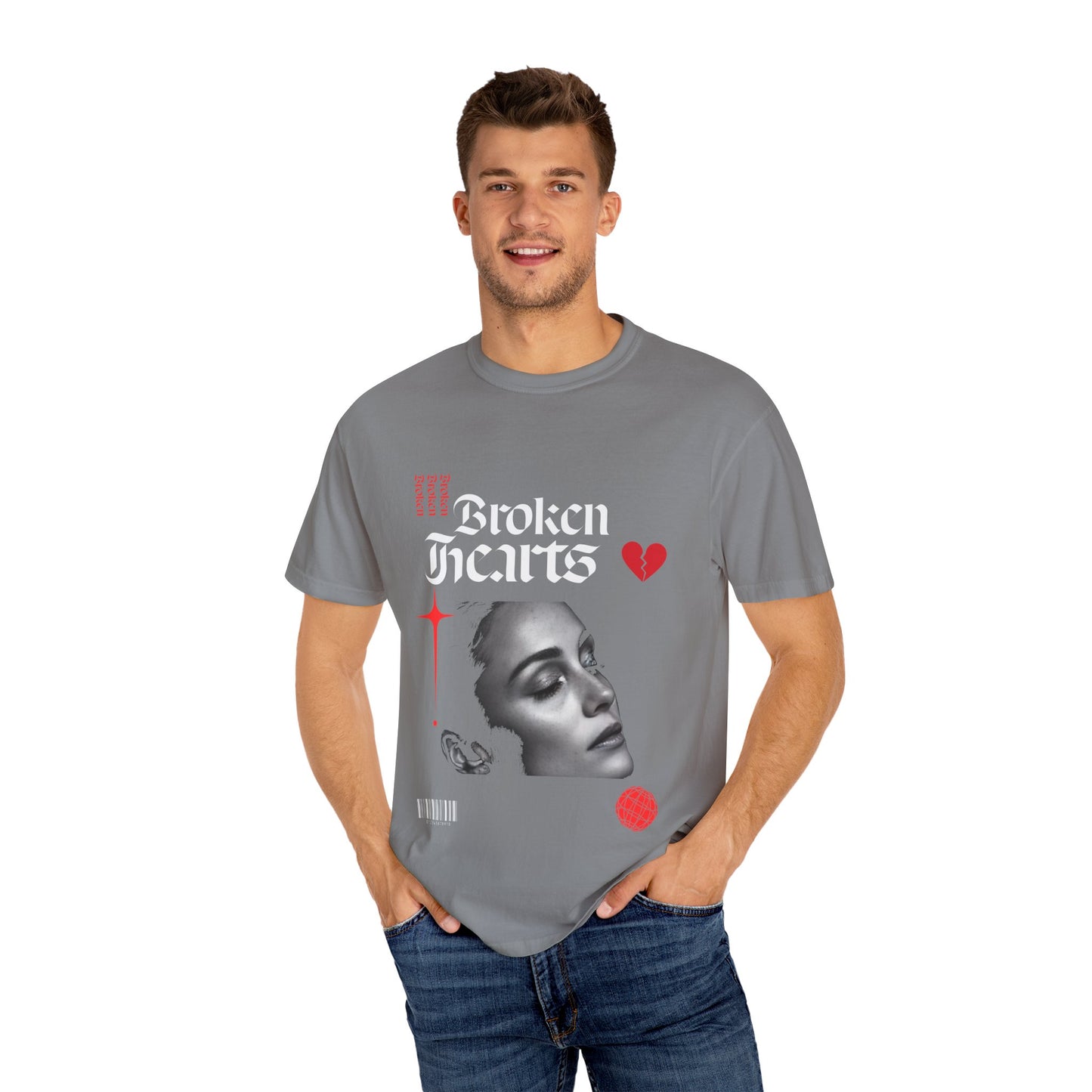 Broken Hearts Unisex Garment-Dyed T-Shirt - Trendy Graphic Tee for Casual Looks