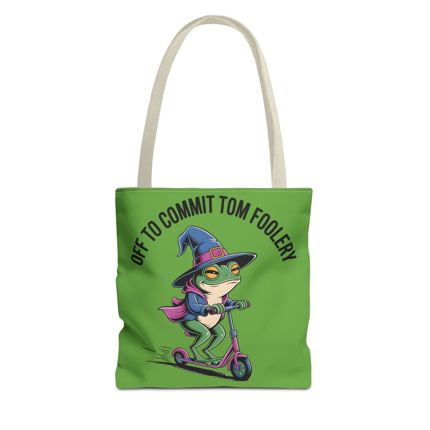 Whimsical Frog Tote Bag, Off to Commit Tom Foolery, Funny Gift, Eco-Friendly Shopping, Ideal for Parties, Casual Everyday Use