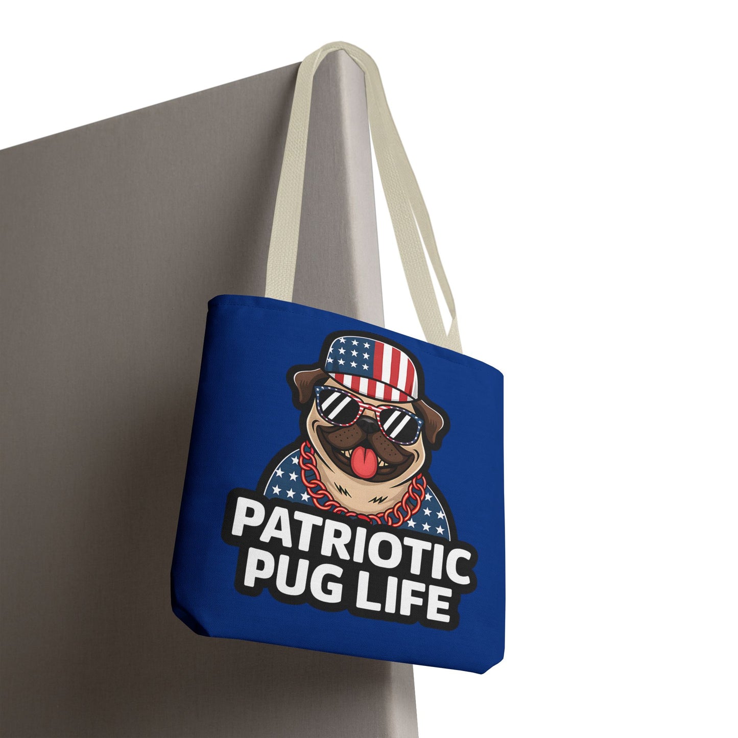 Patriotic Pug Tote Bag, Fun Dog Lover's Accessory, Perfect for Independence Day or Any Celebration