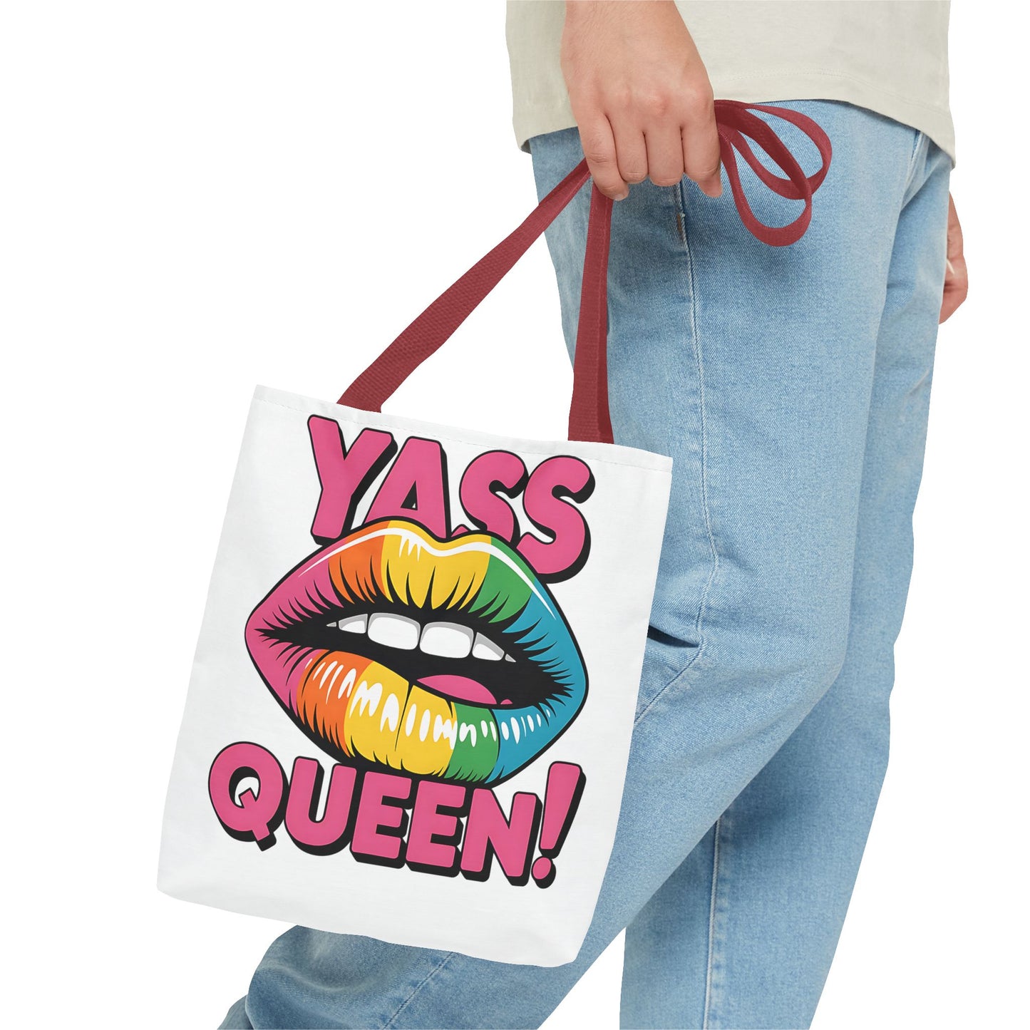 Yass Queen Tote Bag - Rainbow Lips Design for LGBTQ+ Pride and Empowerment