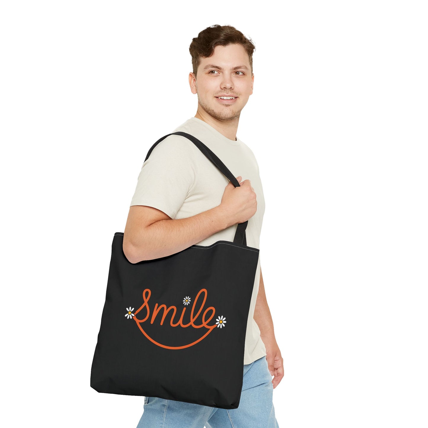 Smile Tote Bag - Cheerful Floral Design for Everyday Use