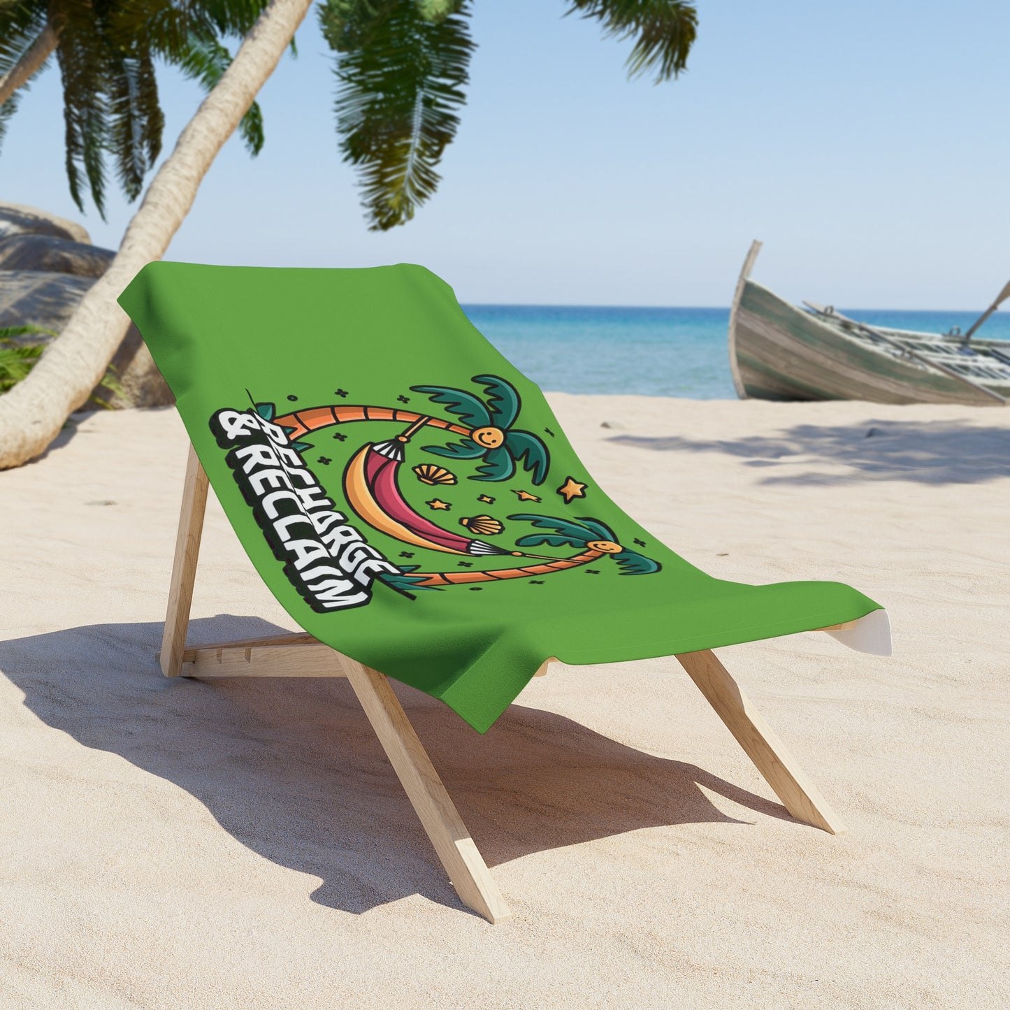 Beach Towel: Recharge & Reclaim, Summer Days, Vacation Essential, Poolside Fun, Gift for Beach Lovers, Tropical Decor