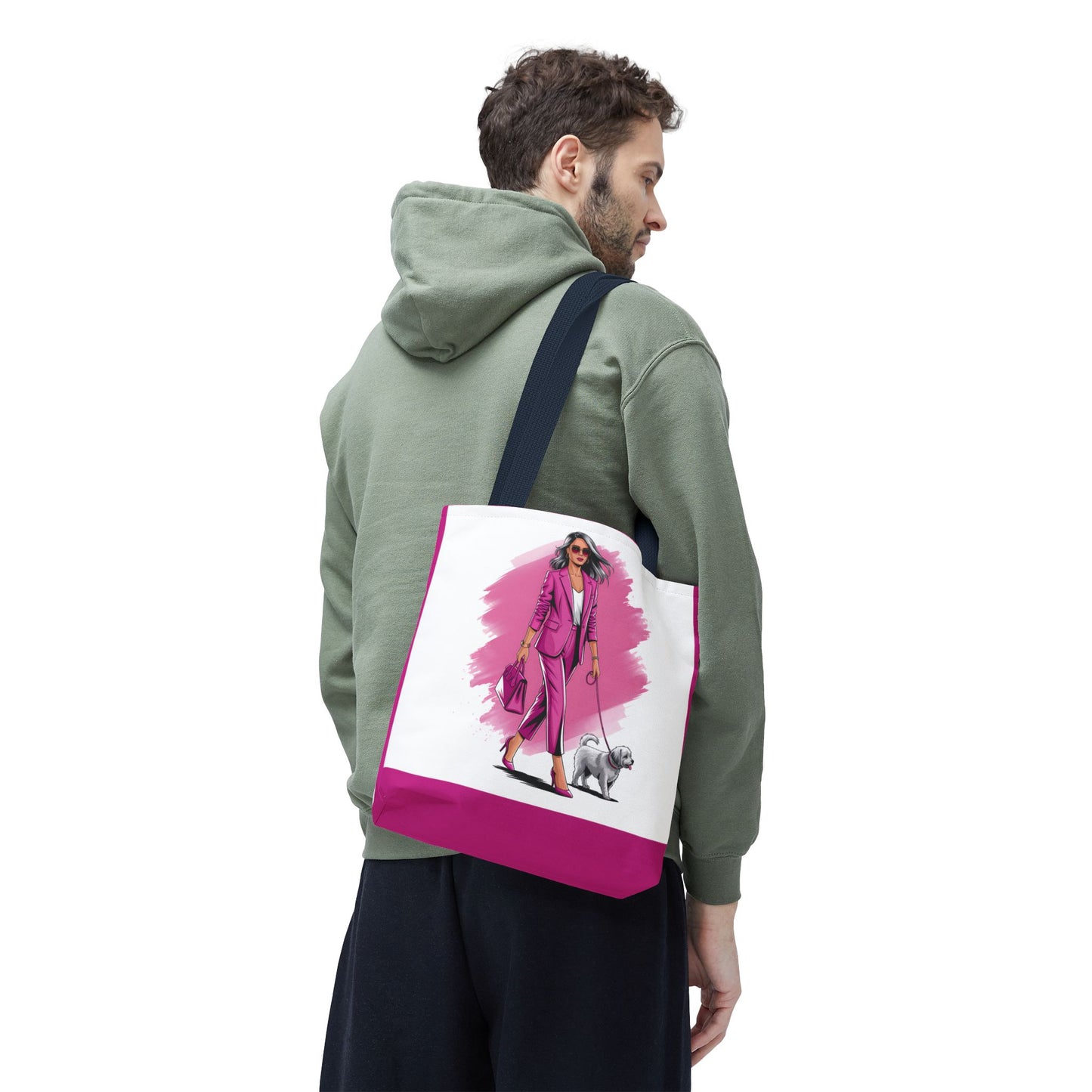 Chic Dog Walker Tote Bag, Fashionable Tote, Pink Tote, Pet Lover Gift, Stylish Shopping Bag, Daily Use Bag, Trendy Handbag