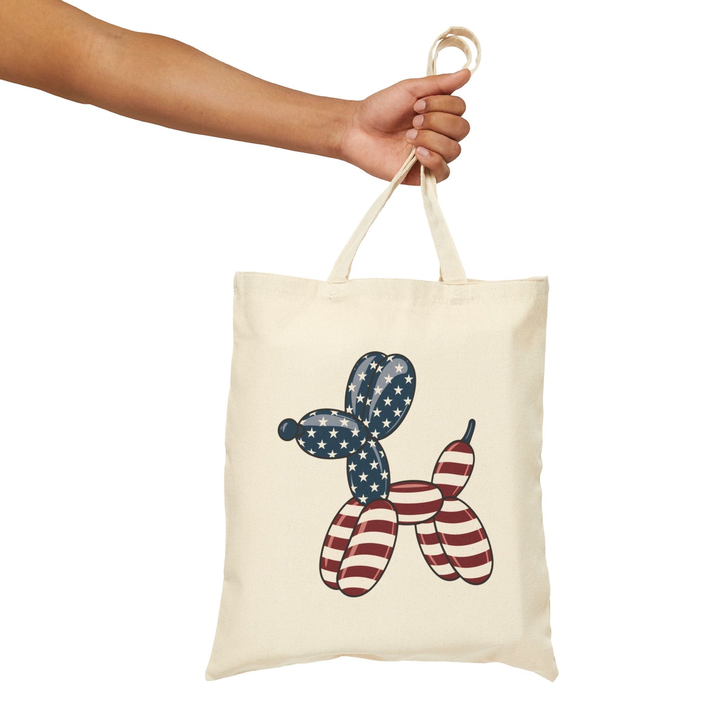 Patriotic Balloon Dog Tote Bag, Reusable Grocery Bag, Eco-Friendly Carrier, Fourth of July Shopping Bag, Cute Gift for Dog Lovers