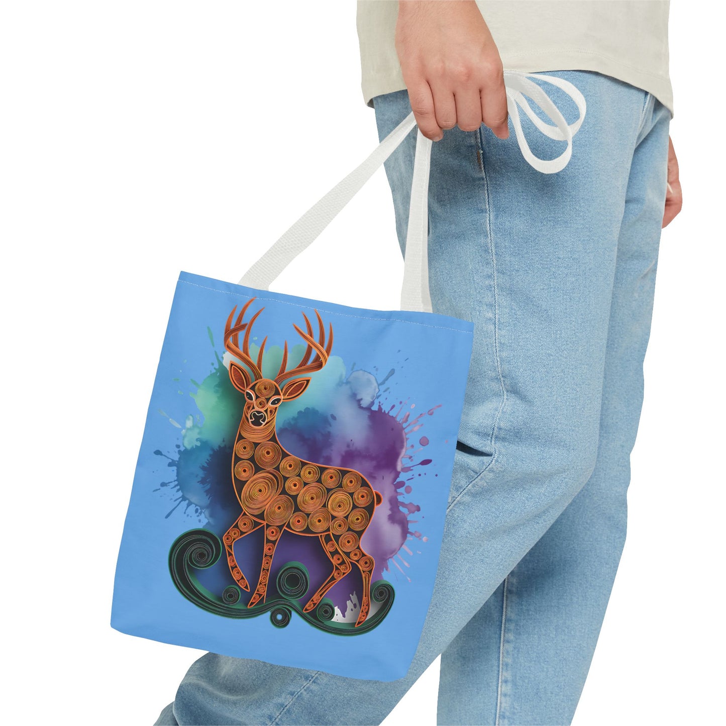 Bohemian Deer Tote Bag, Eco-Friendly Shopping Bag, Colorful Canvas Shoulder Bag, Gift for Nature Lovers, Unique Reusable Tote