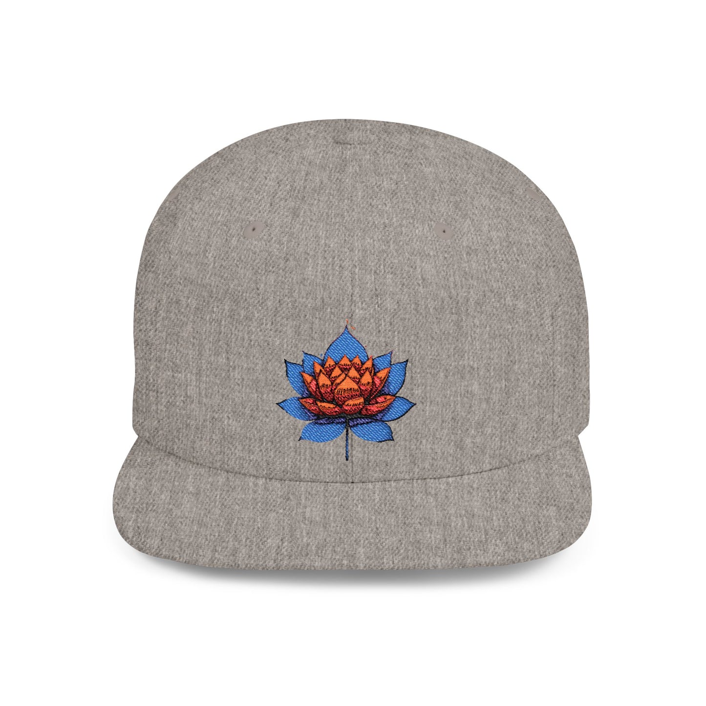 Lotus Flower Flat Bill Snapback Cap - Stylish & Versatile