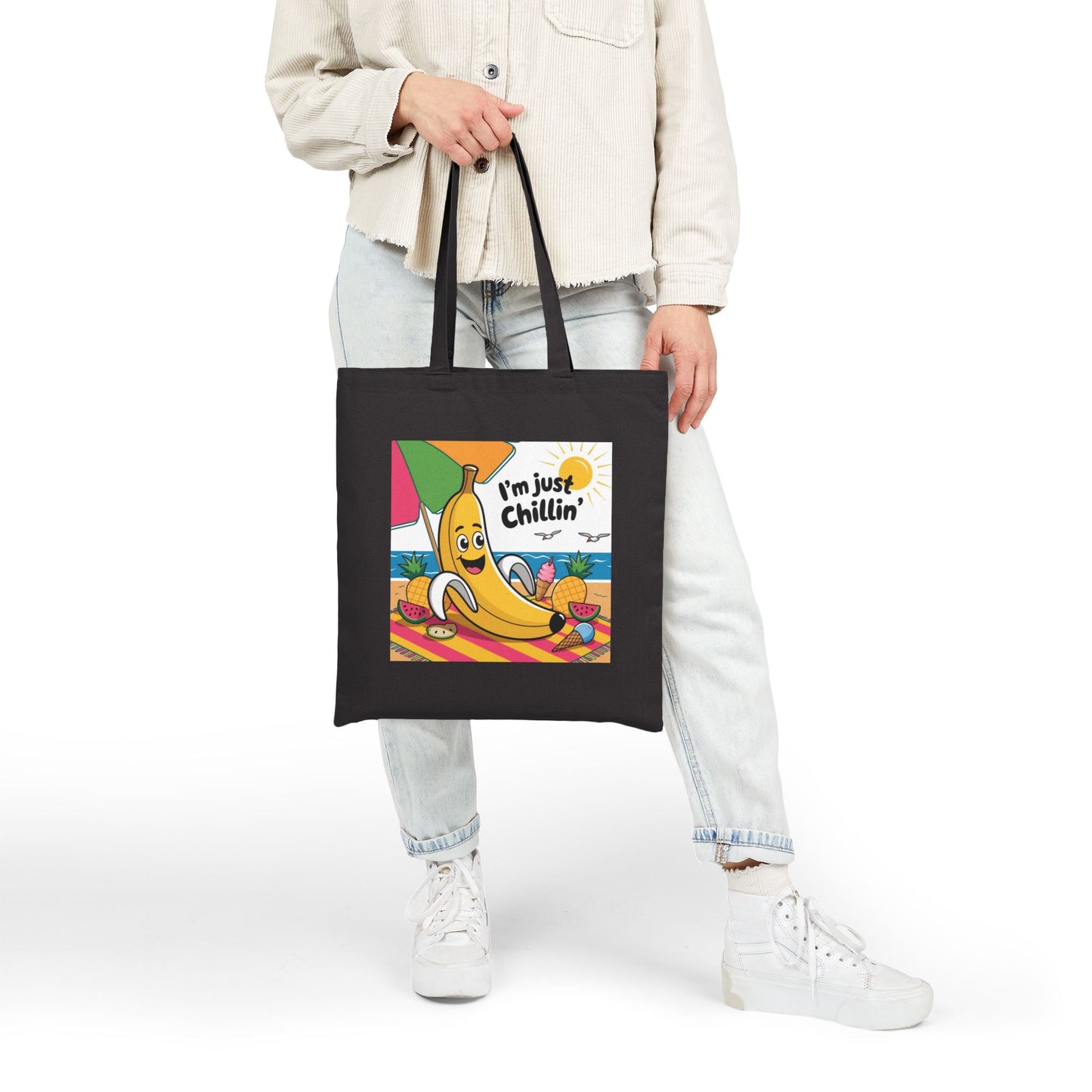 Fun Banana Tote Bag - I'm Just Chillin' Bag, Eco-Friendly Shopping Bag, Summer Beach Bag, Cute Gift for Friends, Everyday Use