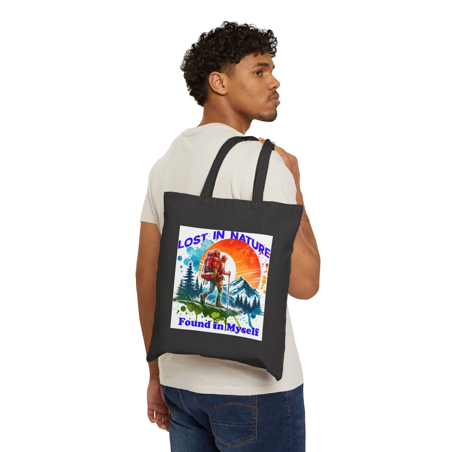 Lost in Nature Cotton Canvas Tote Bag - Eco-Friendly Adventure Carryall