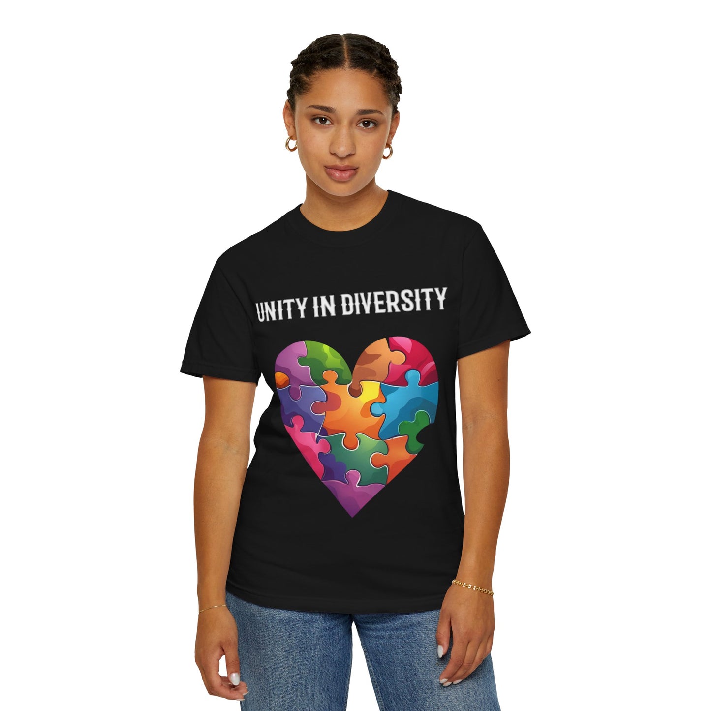 Unity in Diversity T-Shirt, Unisex Graphic Tee, Puzzle Heart Design, LGBTQ+ Pride Wear, Gift for Friends, Rainbow Colors