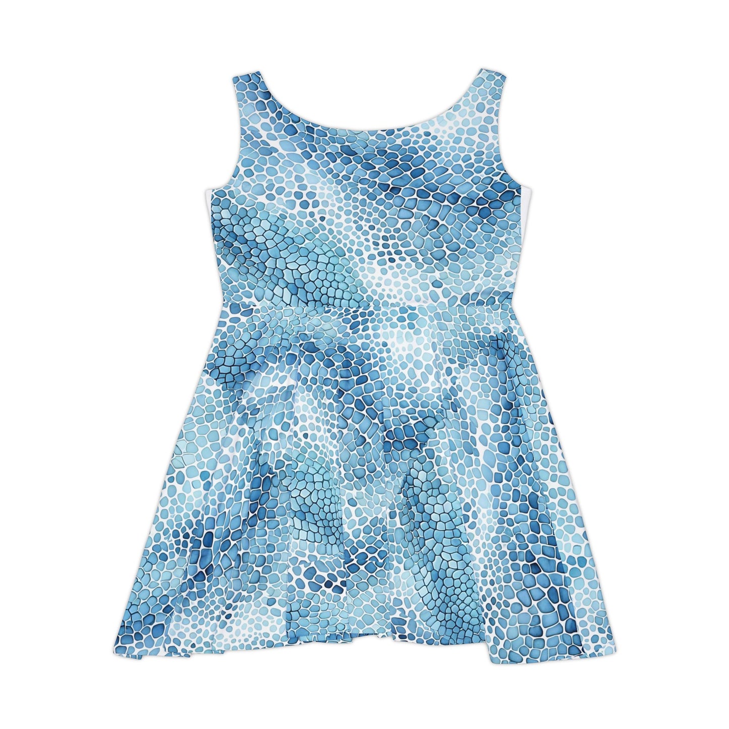 Women's Blue Mosaic Skater Dress - Perfect for Summer Outings and Beach Vacations