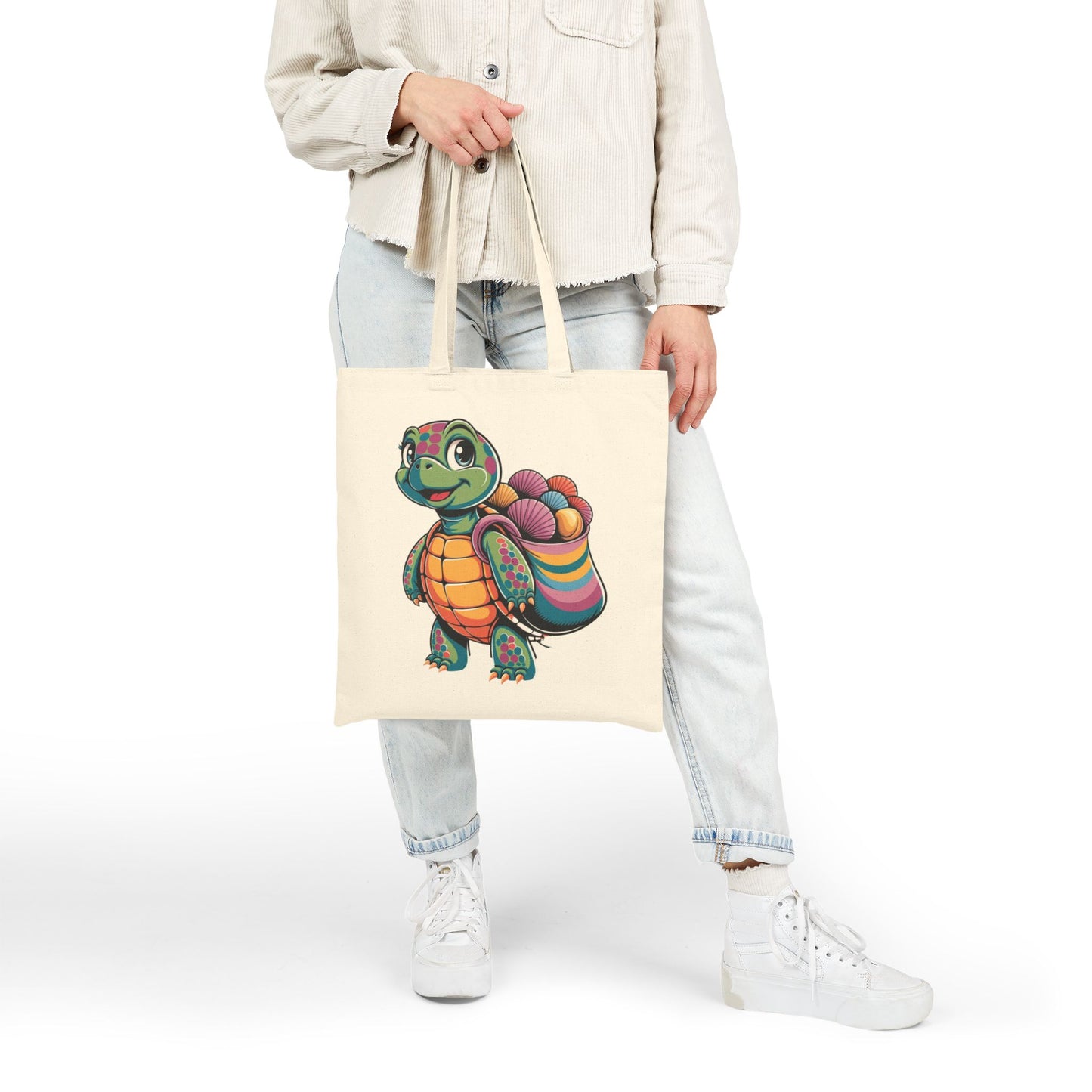 Colorful Turtle Canvas Tote Bag | Eco-Friendly Shopping, Beach Bag, Craft Tote, Gift for Nature Lovers, Earth Day Essentials