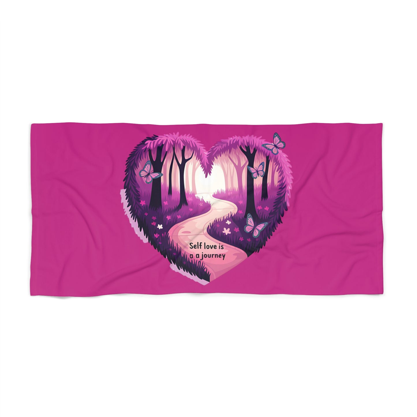 Heartful Journey Beach Towel, Self Love Towel, Summer Beach Accessory, Poolside Essential, Gift for Beach Lovers, Inspirational Towel