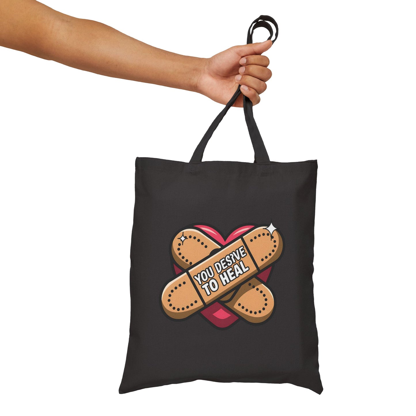 Healing Heart Cotton Canvas Tote Bag | You Deserve to Heal | Eco-Friendly Fashion, Gift for Her, Shopping Bag, Self-Care Collection