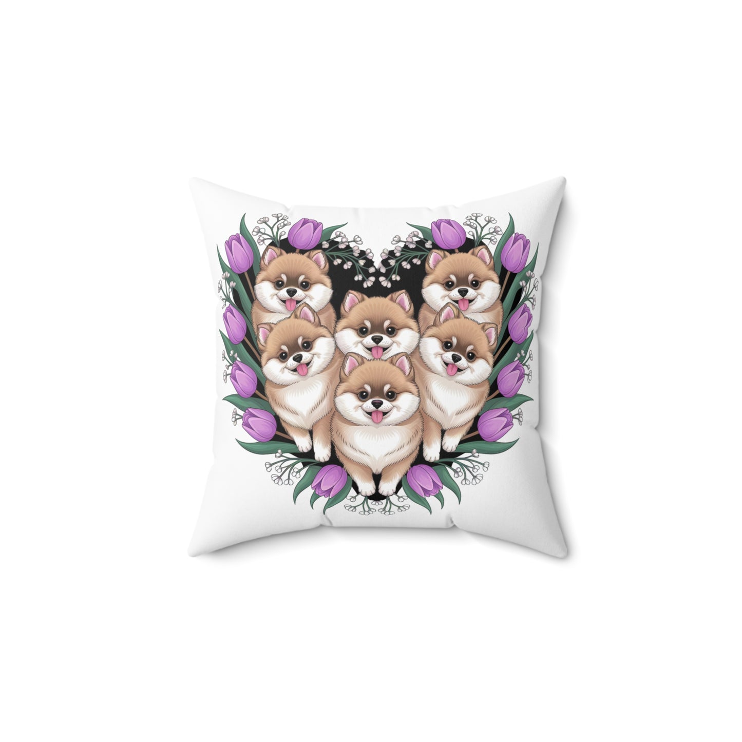 Adorable Pomeranian Floral Pillow - Perfect for Pet Lovers