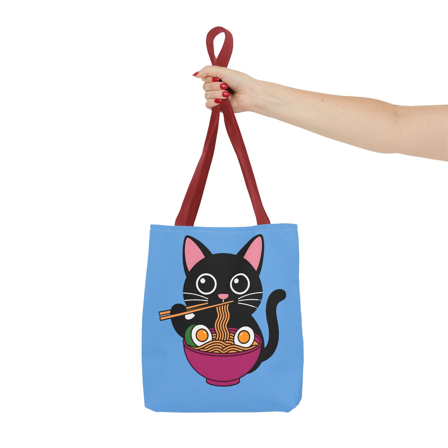 Cute Cat Noodle Tote Bag | Animal Lover Gift, Beach Bag, Shopping Tote, Foodie Accessory, Pet Lover's Bag