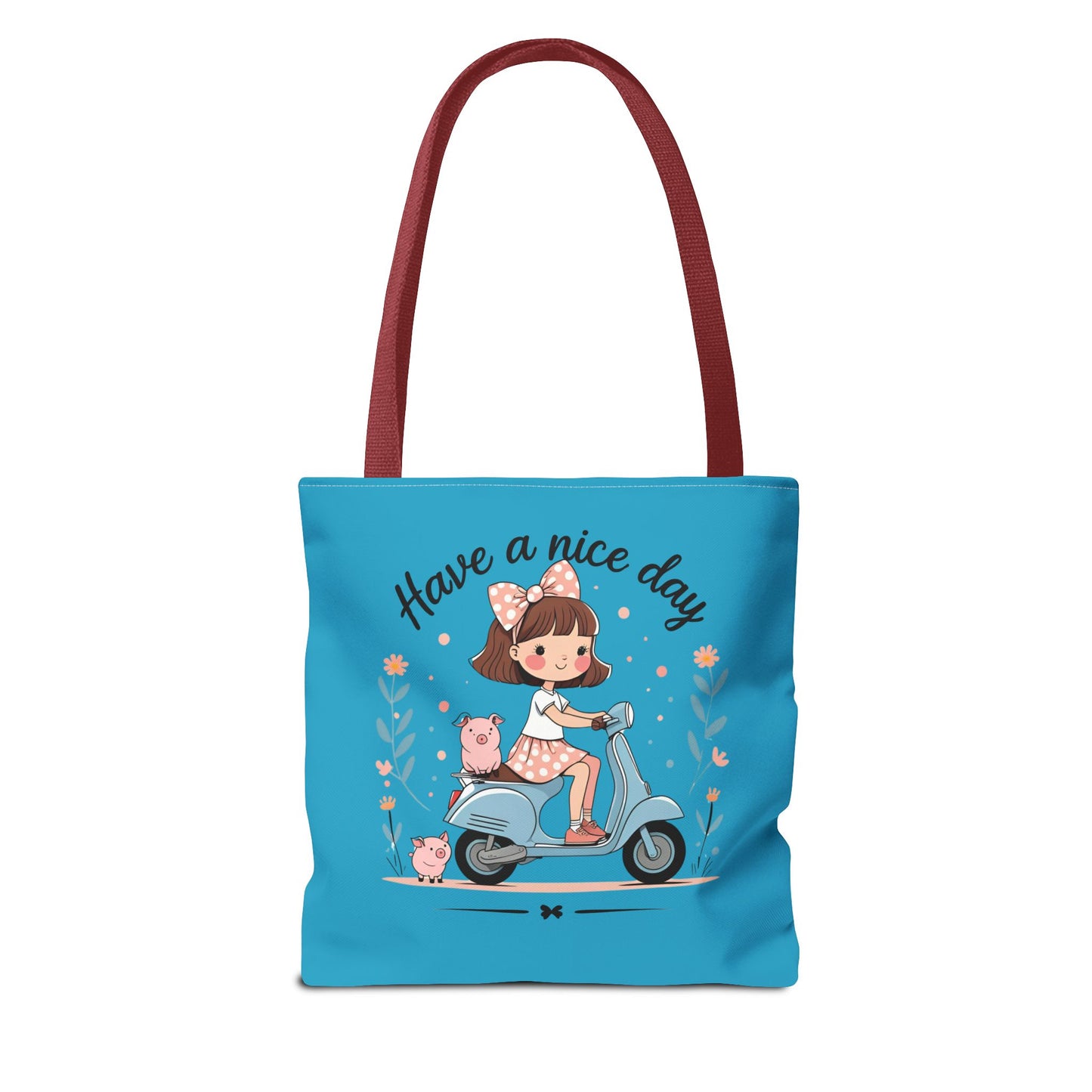 Playful Reminder Tote Bag, Girl on Scooter Bag, Cute AOP Tote, Everyday Use Bag, Gift for Kids, Fun Summer Accessory