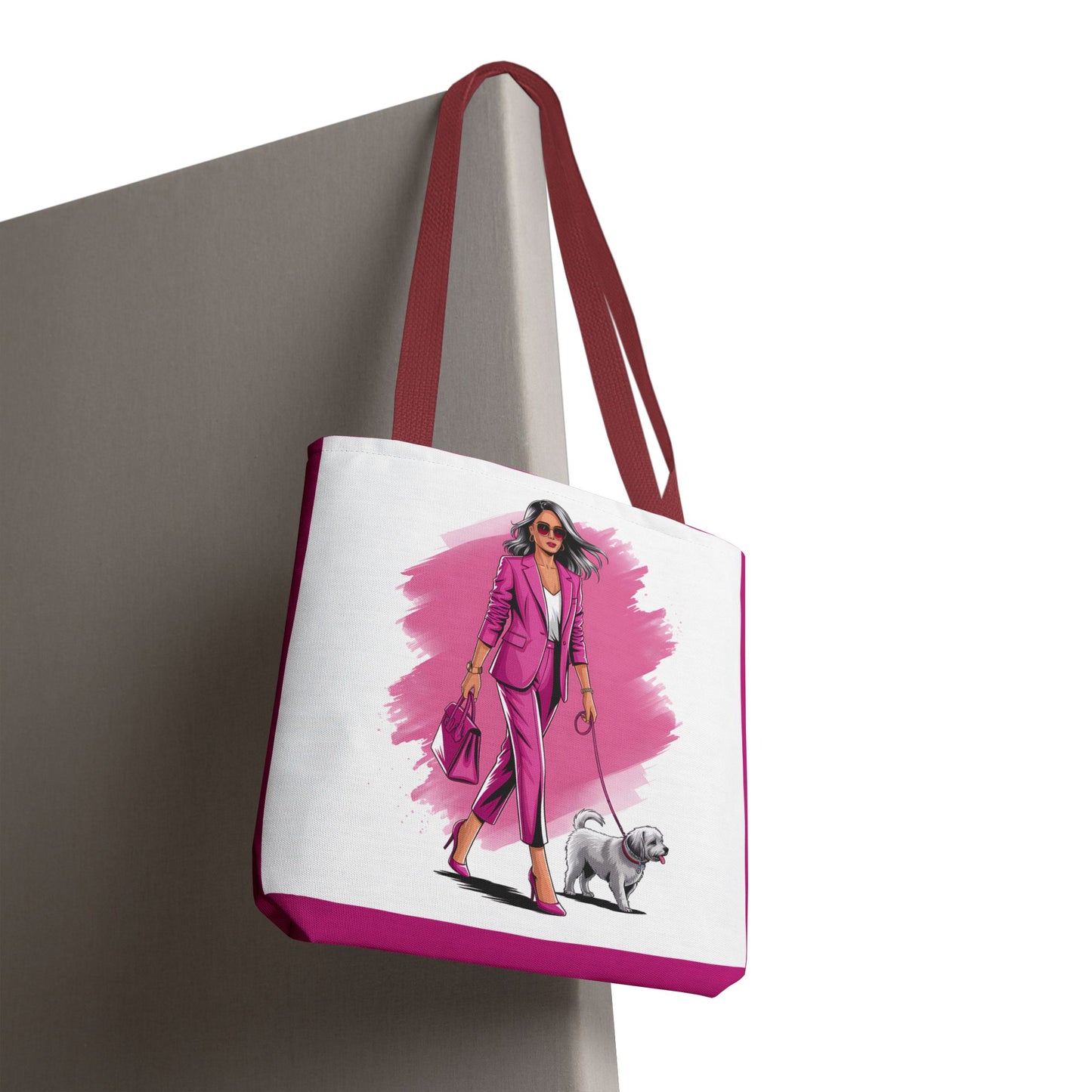 Chic Dog Walker Tote Bag, Fashionable Tote, Pink Tote, Pet Lover Gift, Stylish Shopping Bag, Daily Use Bag, Trendy Handbag