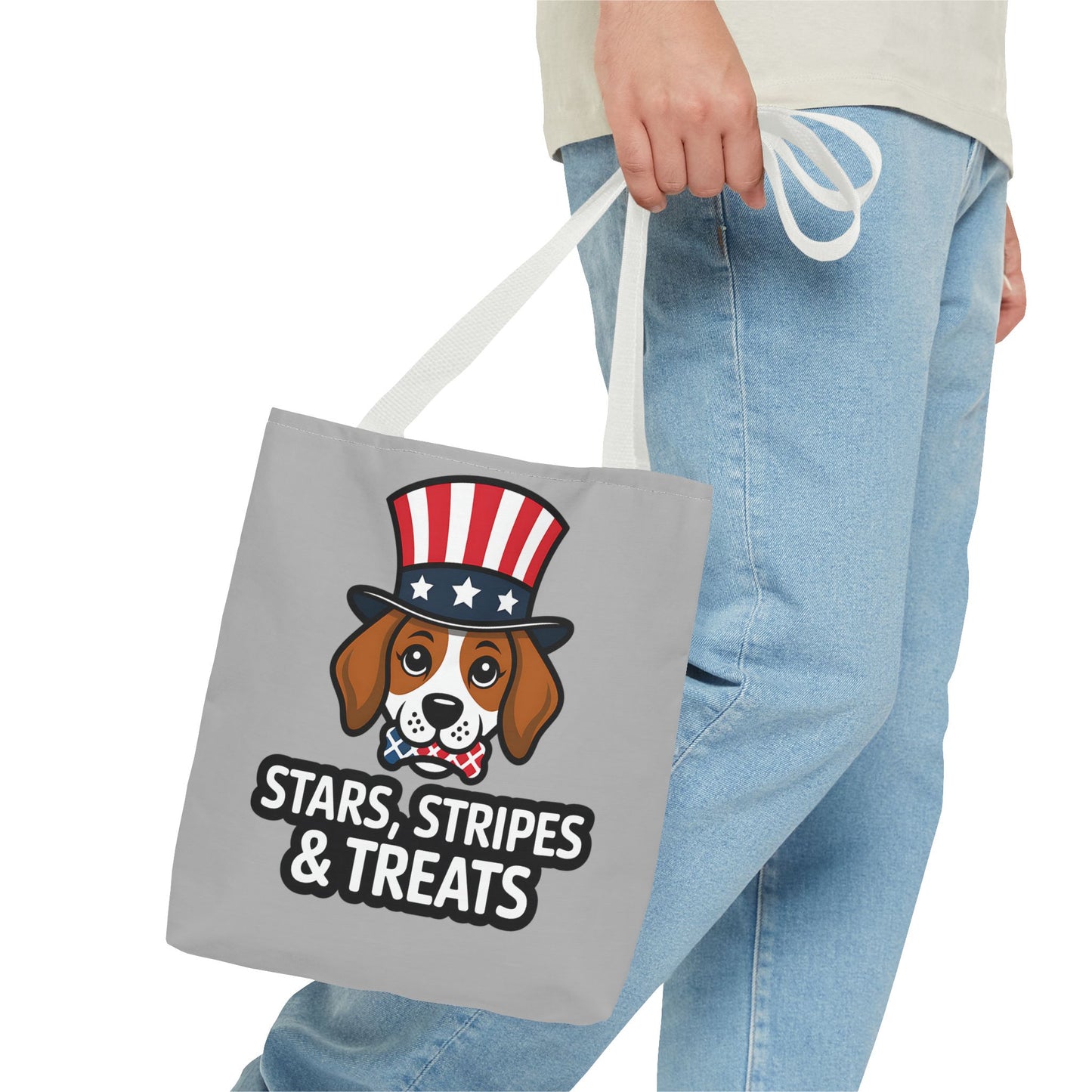 Patriotic Dog Tote Bag - Stars, Stripes & Treats - Cute Pet Lover Gift, Summer Fair, Dog Lovers, July 4th, Everyday Use