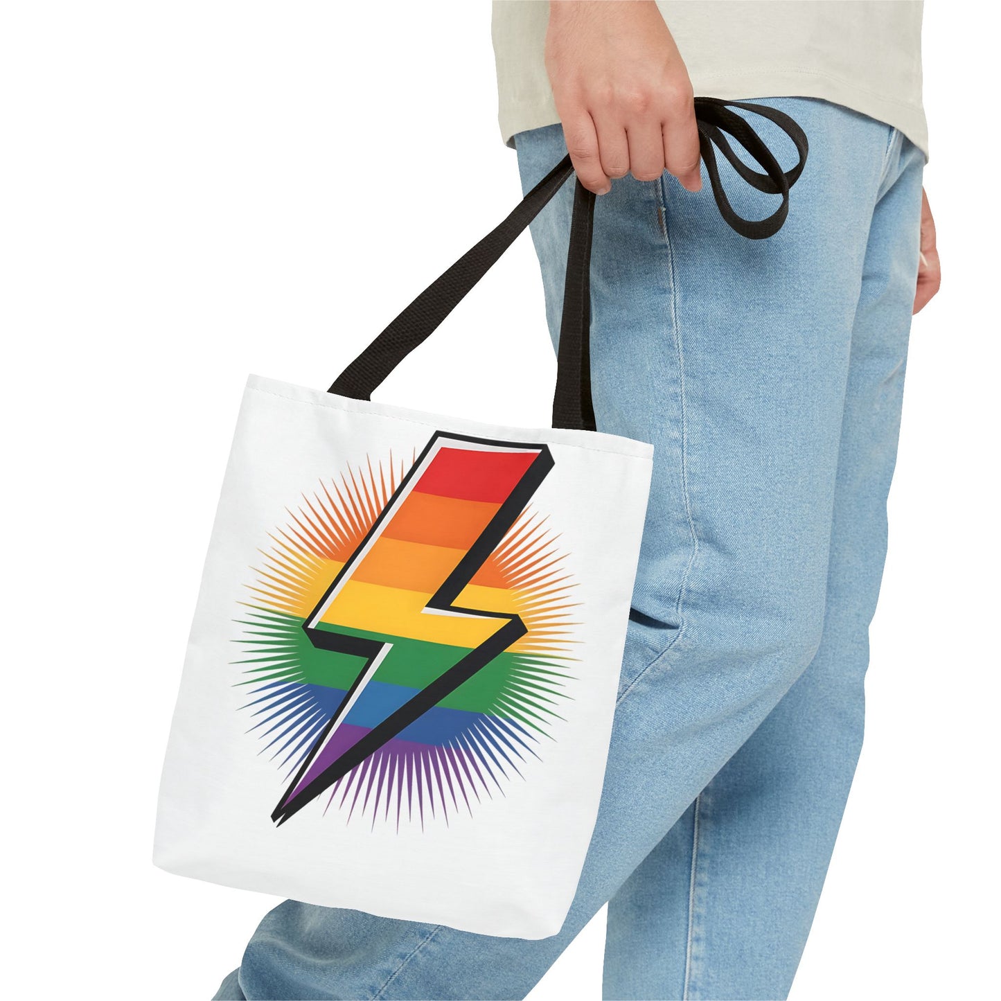 Rainbow Lightning Tote Bag - Vibrant Stylish Eco-Friendly Carryall