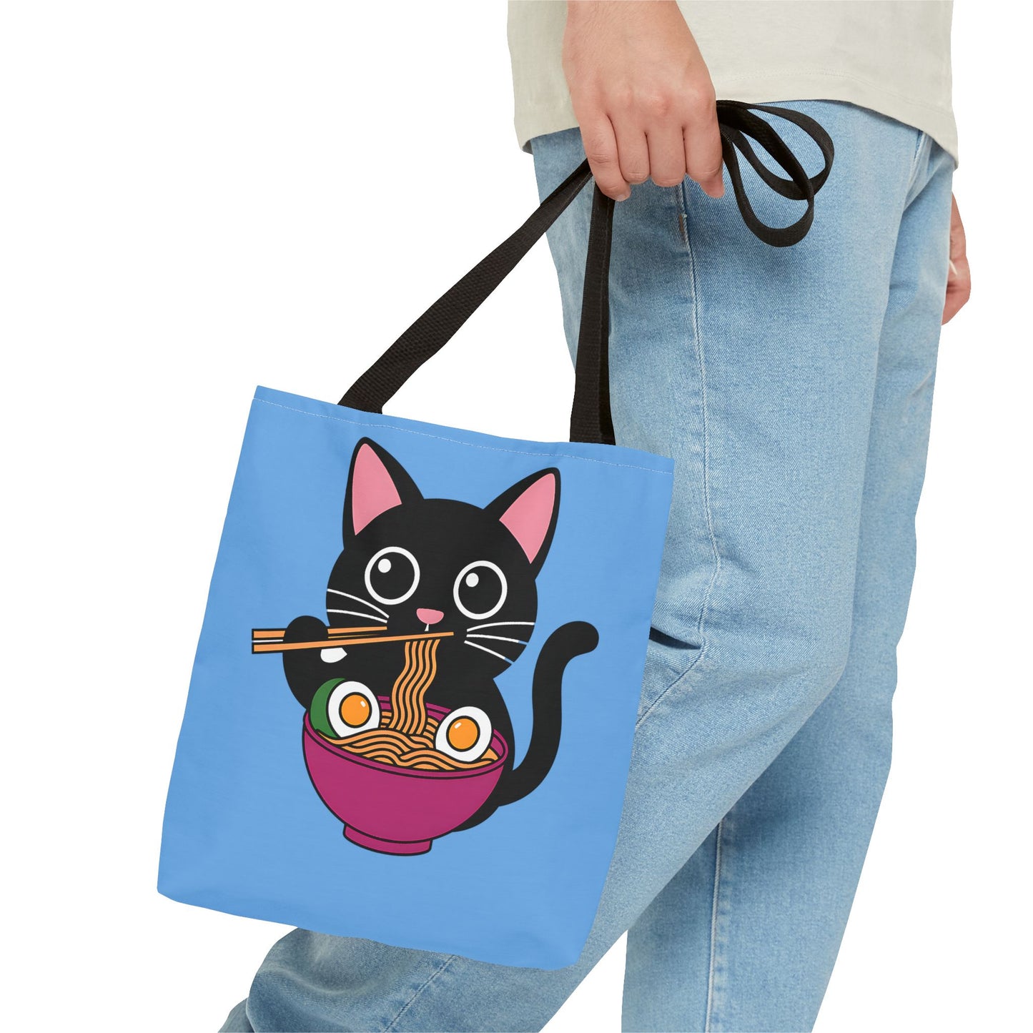 Cute Cat Noodle Tote Bag | Animal Lover Gift, Beach Bag, Shopping Tote, Foodie Accessory, Pet Lover's Bag