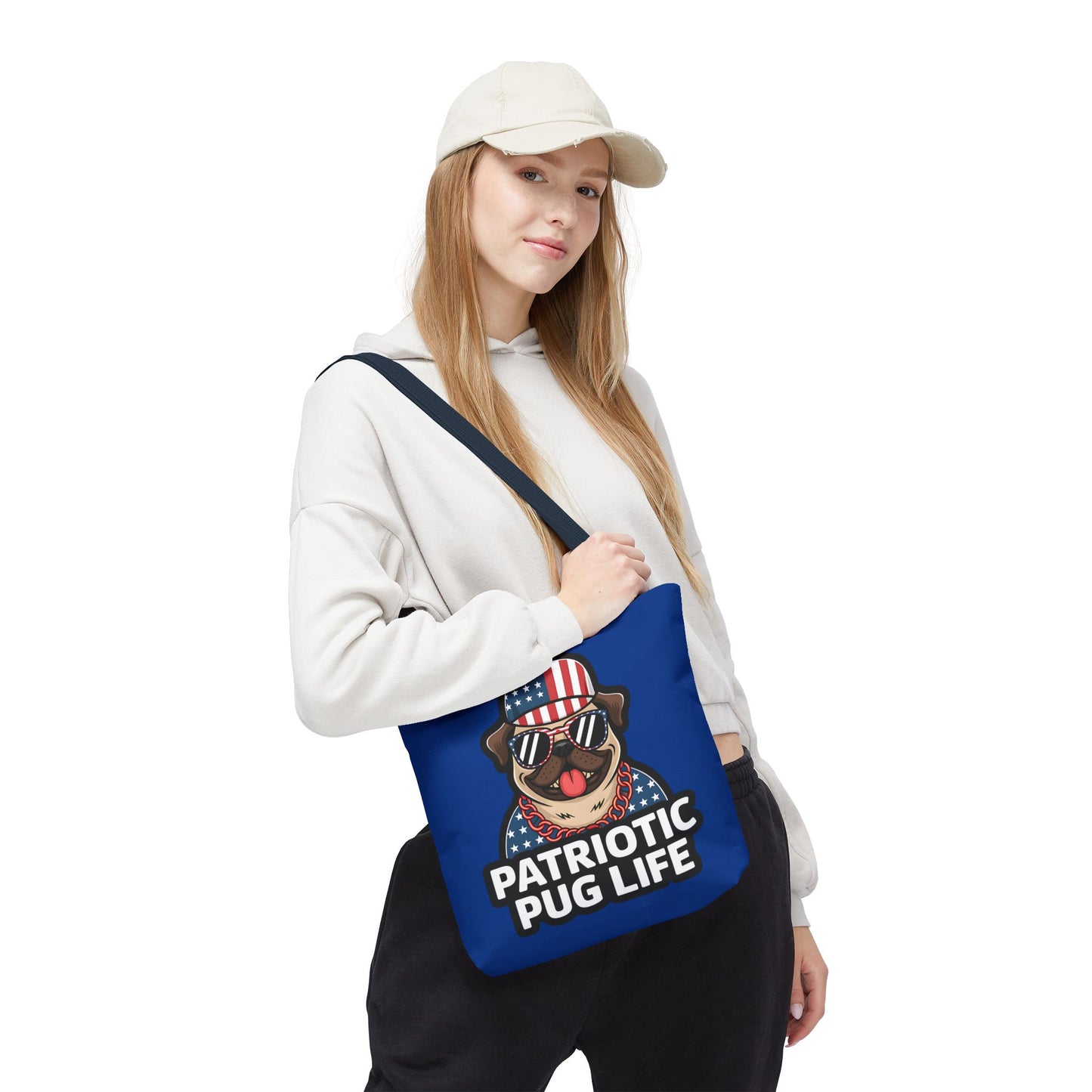 Patriotic Pug Tote Bag, Fun Dog Lover's Accessory, Perfect for Independence Day or Any Celebration