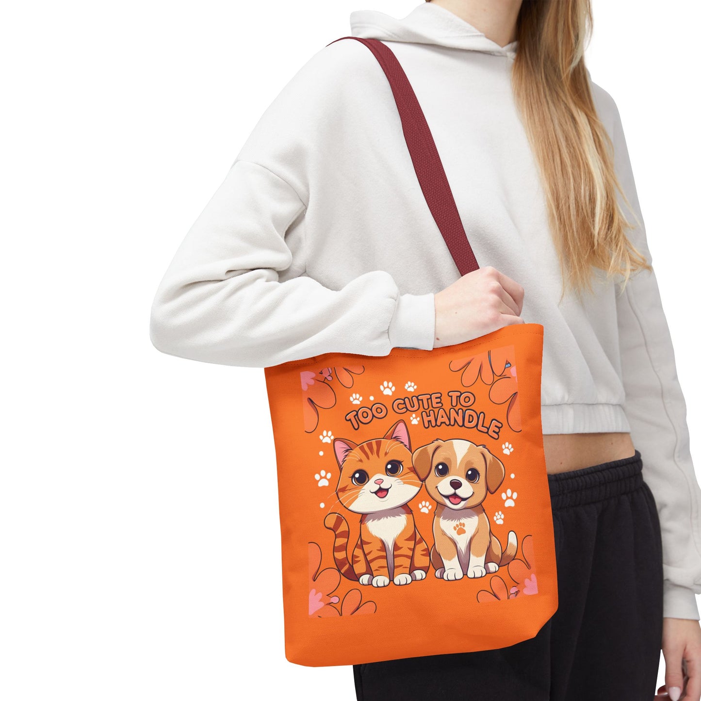 Adorable Pet Lovers Tote Bag, Cute Cat and Dog Design, Perfect Gift for Animal Lovers, Everyday Carry, Pet Adoption Day