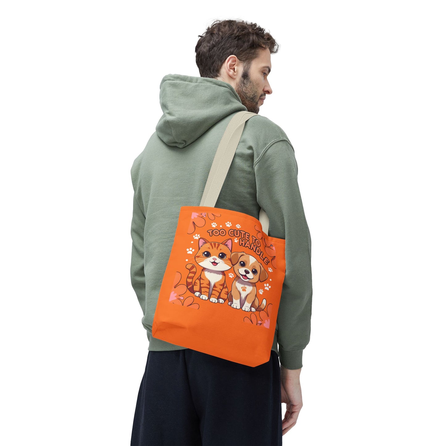 Adorable Pet Lovers Tote Bag, Cute Cat and Dog Design, Perfect Gift for Animal Lovers, Everyday Carry, Pet Adoption Day