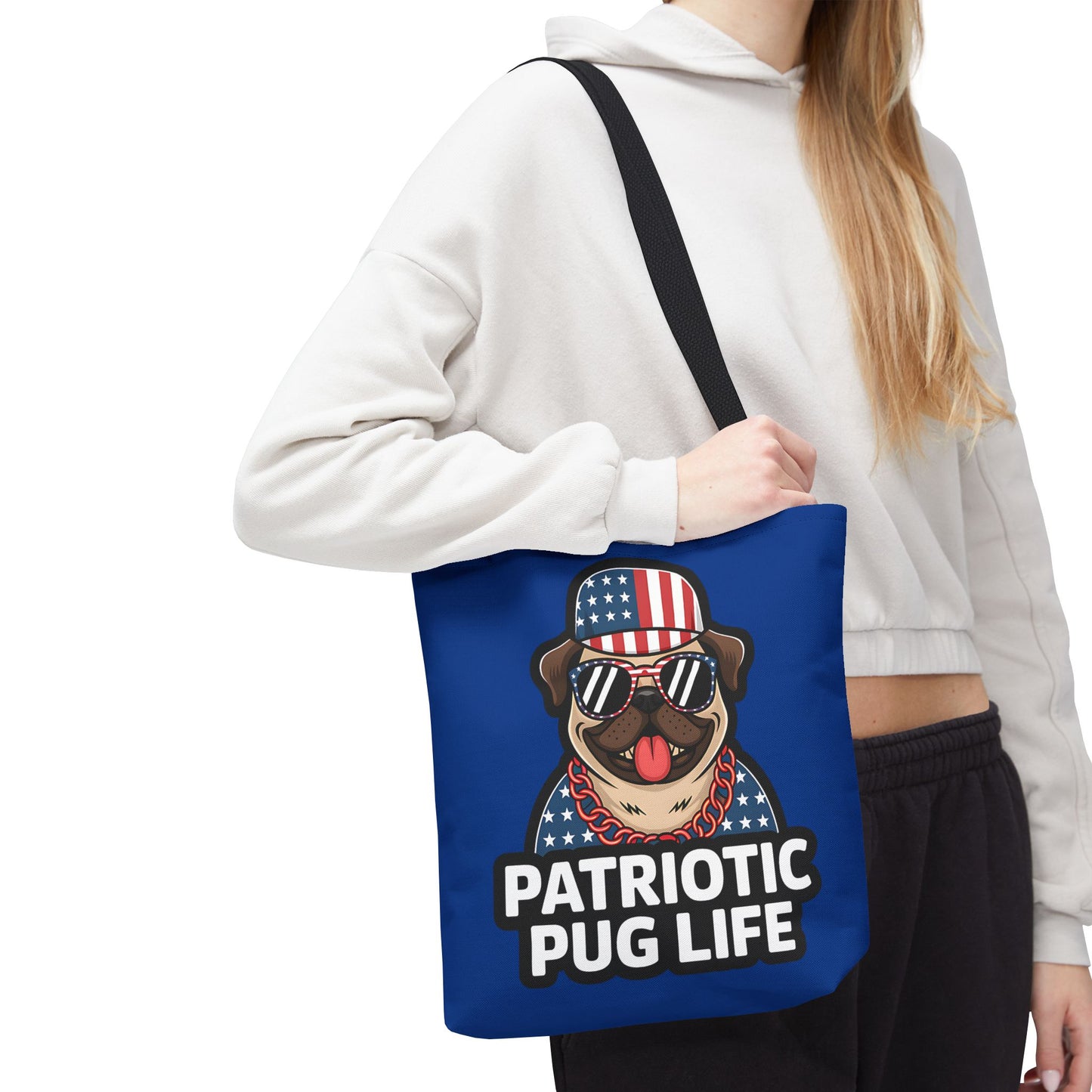 Patriotic Pug Tote Bag, Fun Dog Lover's Accessory, Perfect for Independence Day or Any Celebration