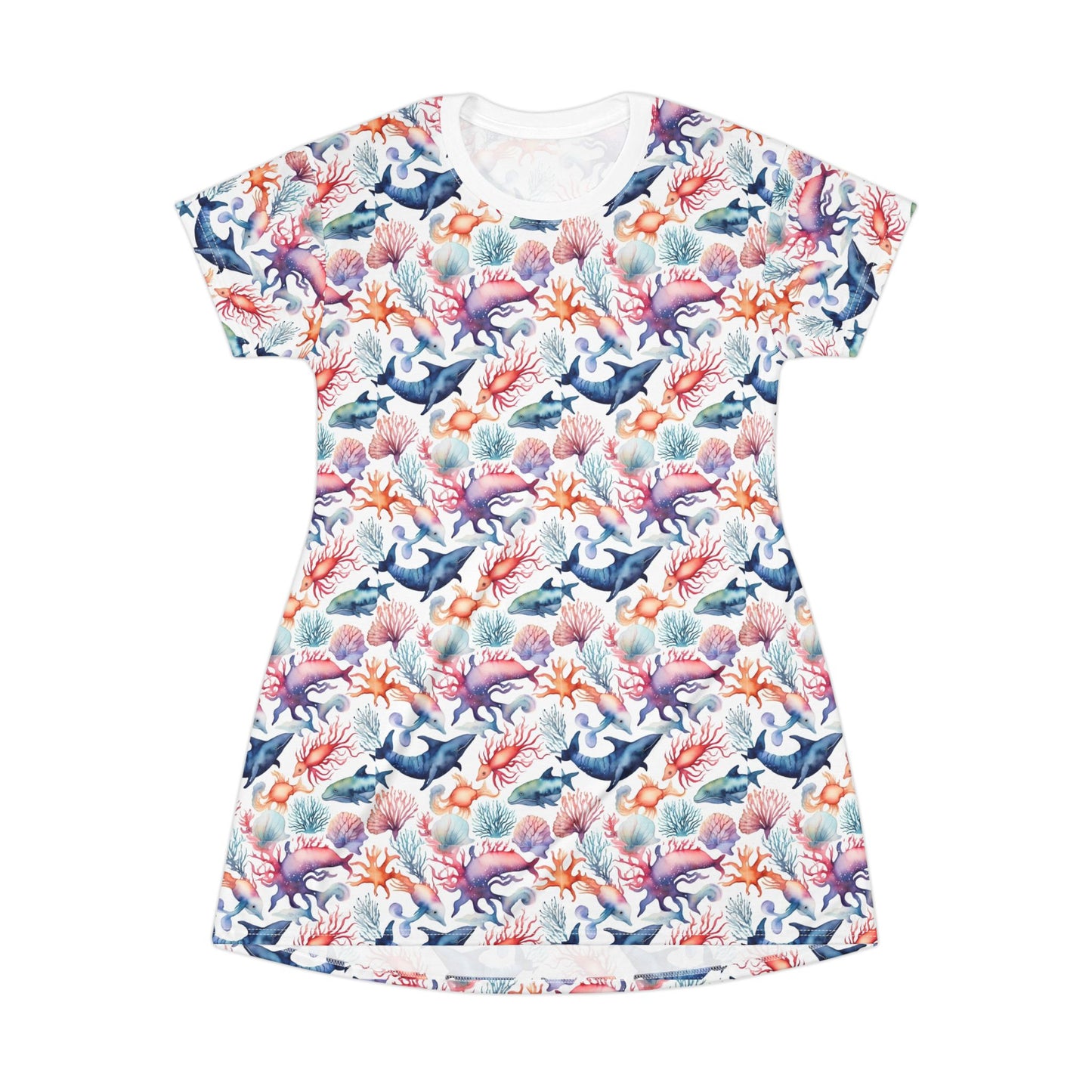 Coral Reef T-Shirt Dress - Ocean Inspired Summer Fashion