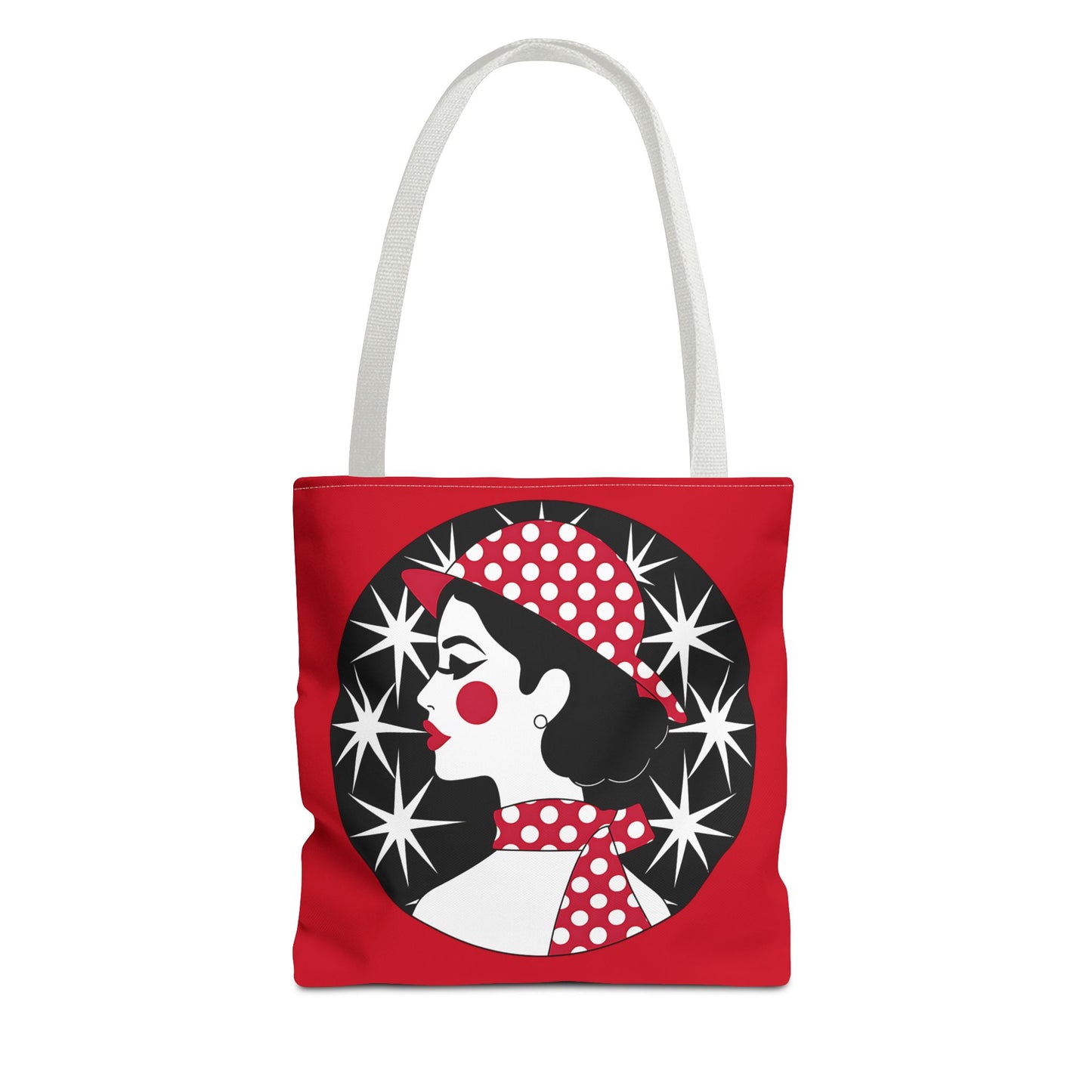 Vintage Glamour Tote Bag - Retro Fashion, Stylish Handbag, Gift for Her, Everyday Use, Polka Dot Design