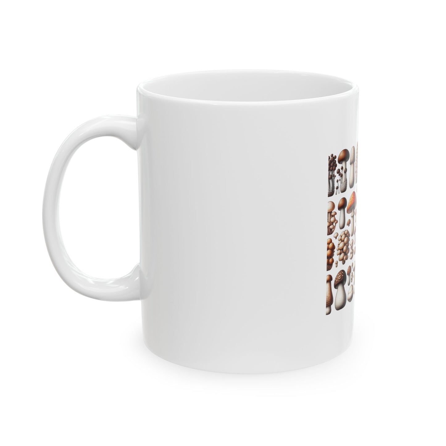 Mushroom Print Ceramic Mug - 11oz & 15oz - Nature-Inspired Coffee Cup